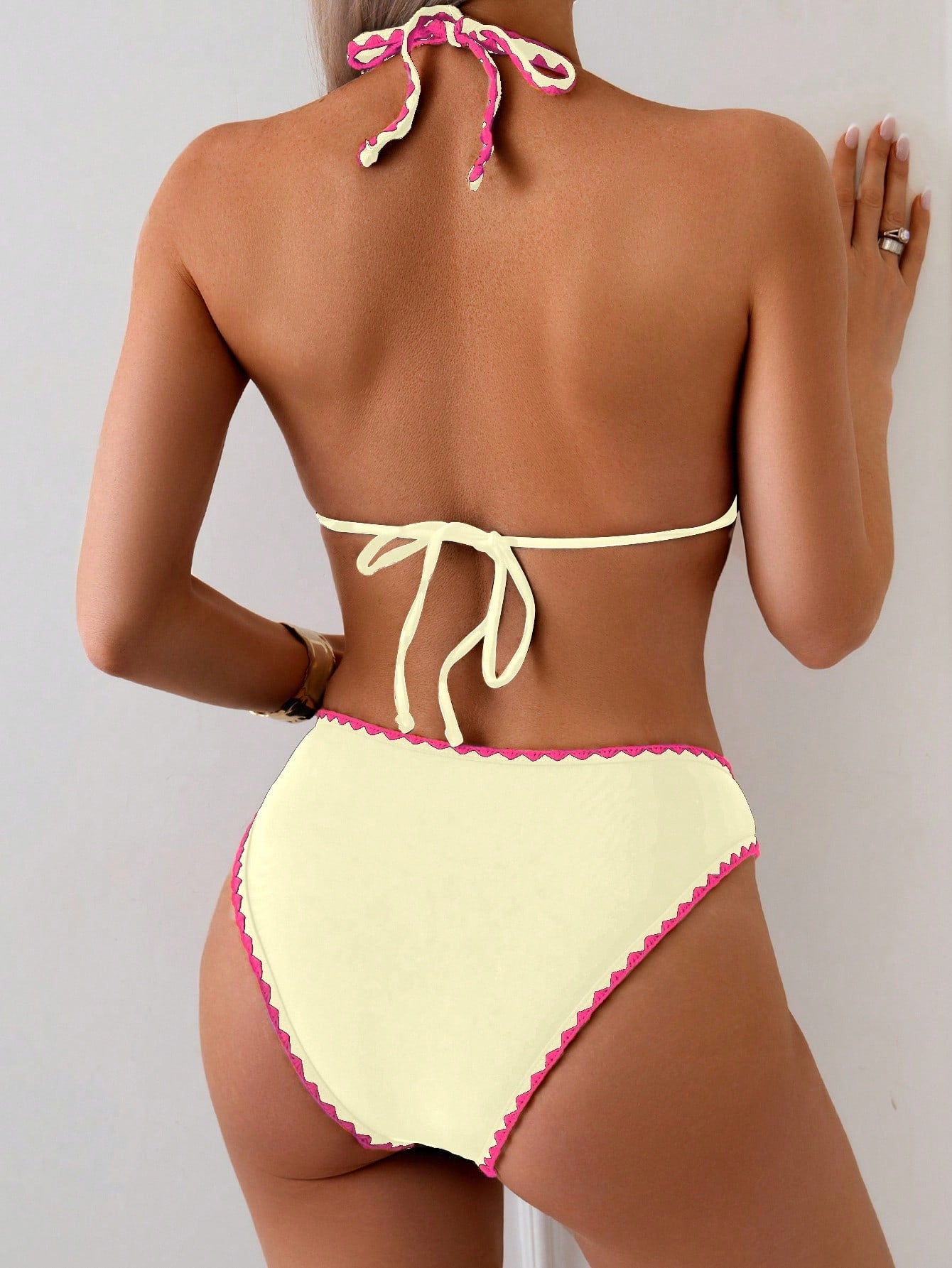 Swim Vcay Women's Swimwear Set, Special Fabric Halter Tie-Up Backless