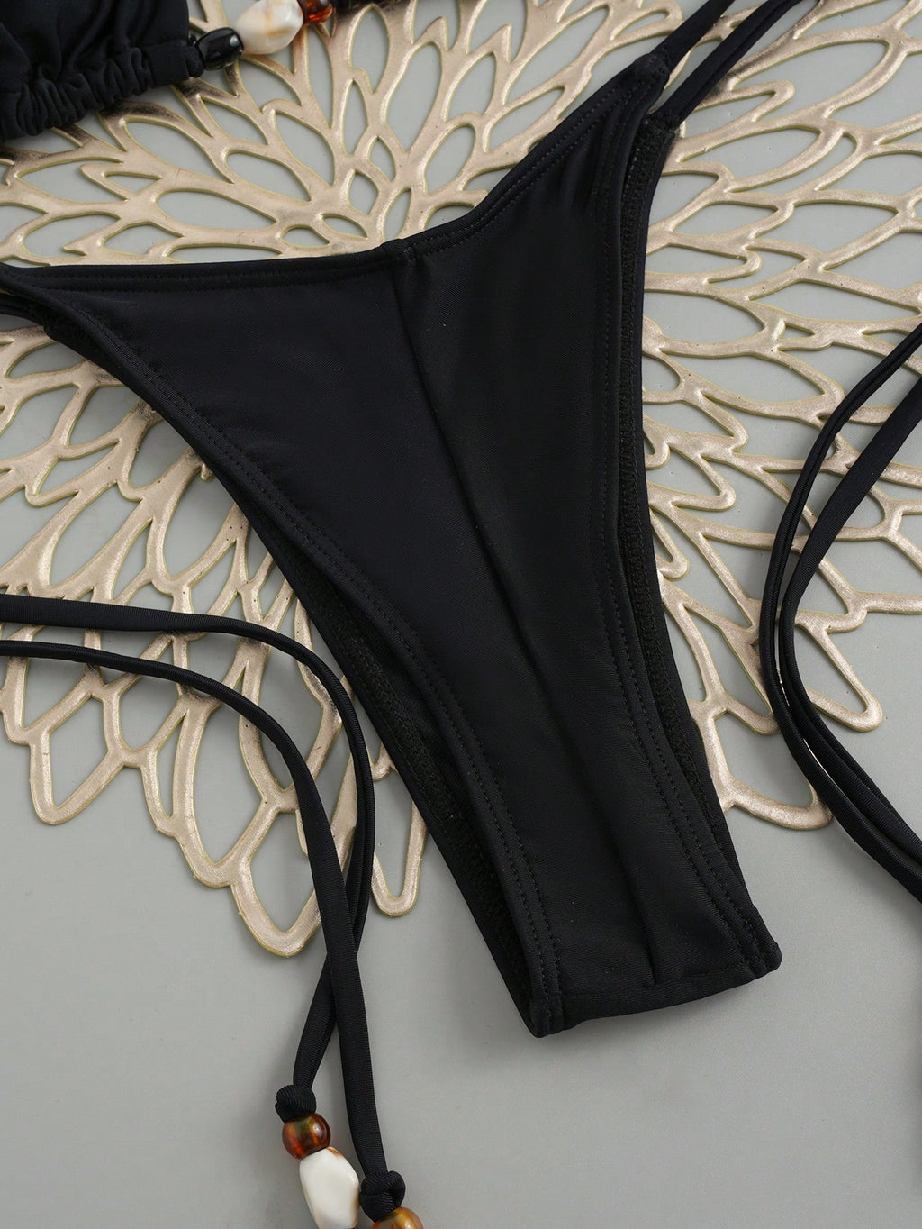 Women's Casual Lace-Up Spaghetti Strap Bikini Set, Backless Top And