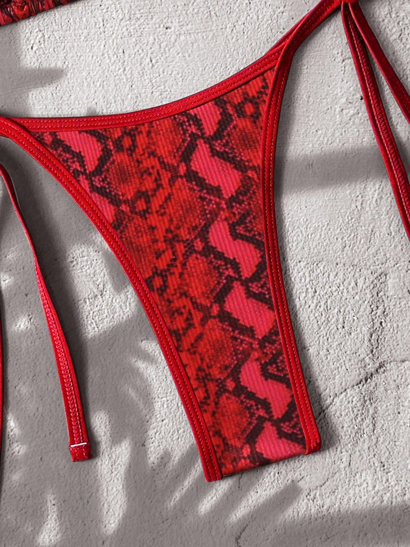 Swim Vcay 2pcs Random Floral Print Textured Bandeau Bikini Set:
