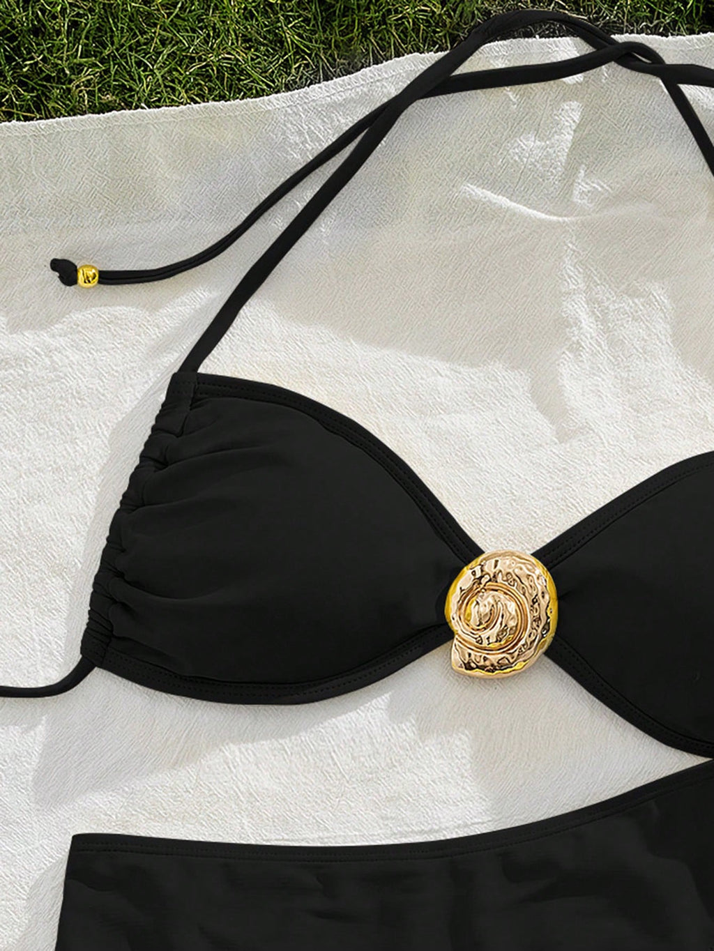 New Solid Color Soft Padded Front Metal Decor Spaghetti Strap
