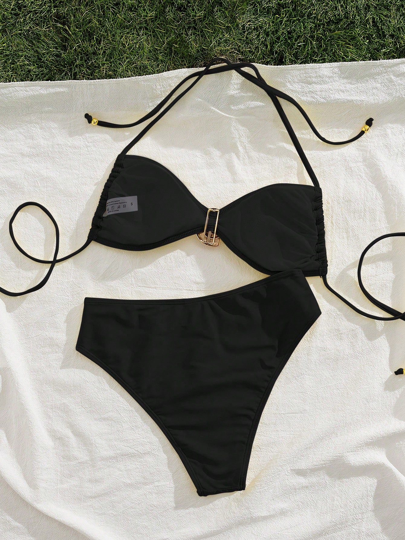New Solid Color Soft Padded Front Metal Decor Spaghetti Strap