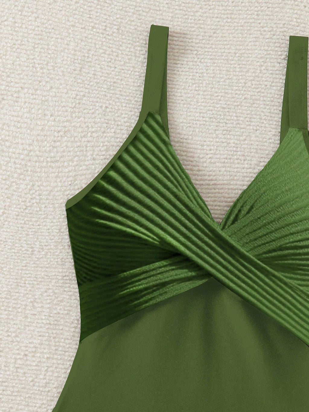 Swim Lushoire 1pc Striped Special Fabric Crisscross Front One-Piece Swimsuit Summer - image 7