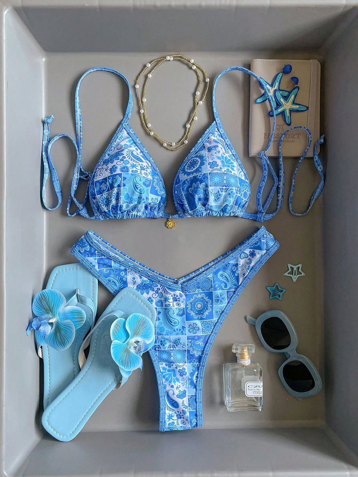 Elavelle Springbreak Women's Random Print Spaghetti Strap Sexy High