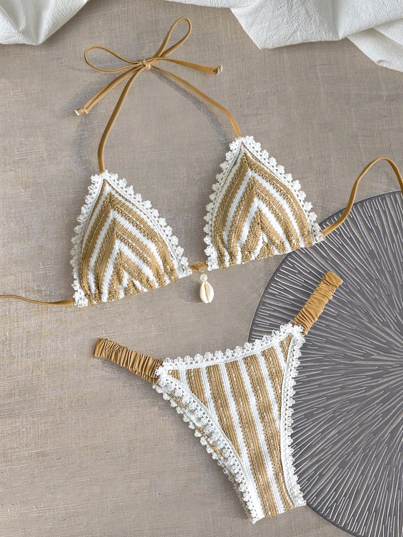Bikinx 2025 Back To School Women's Bohemian Lace Striped Textured