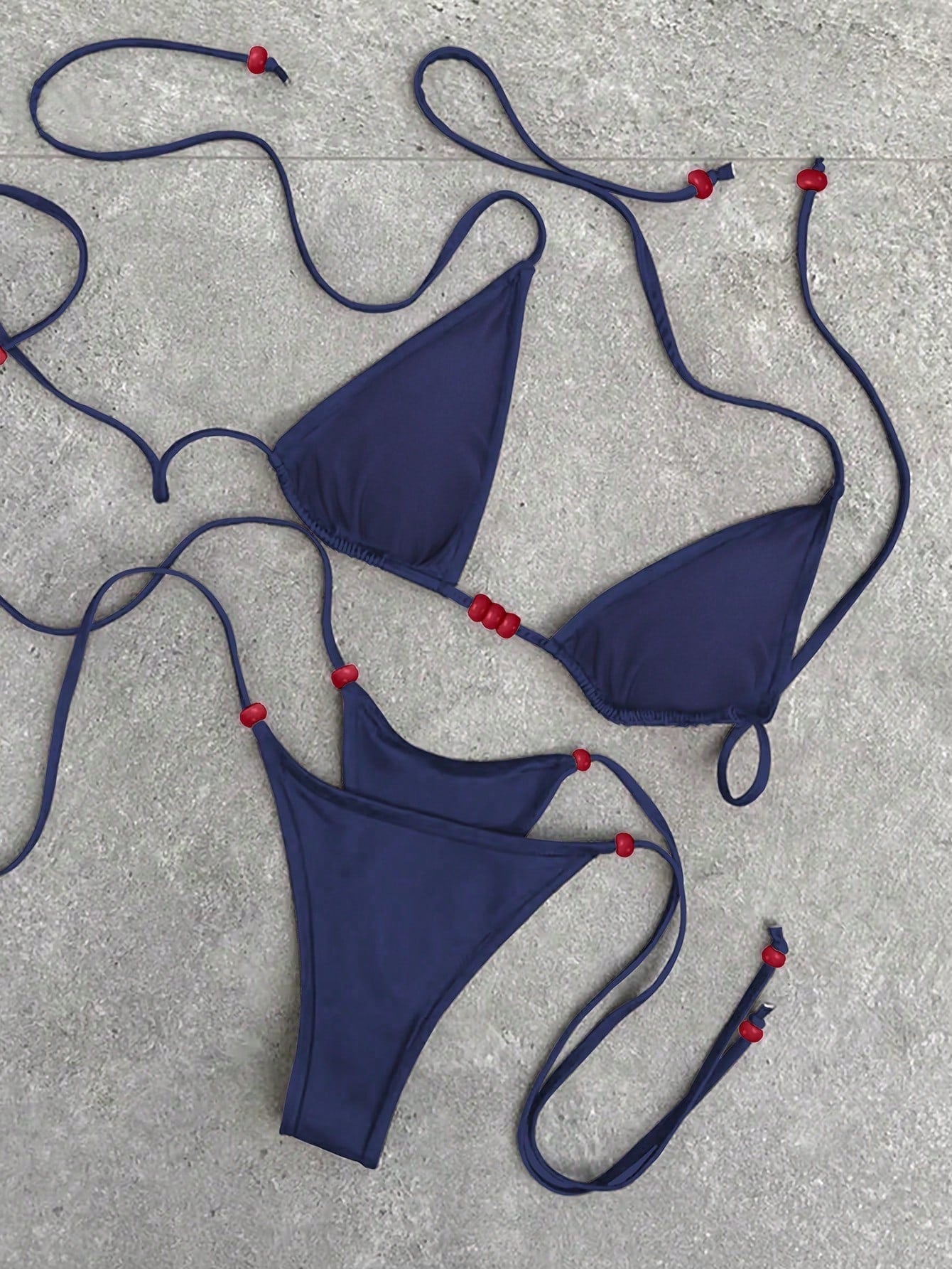 Polovedo Official New Brown Solid Color Tie-Up Bikini Set, Elegant Sexy Beach Ho