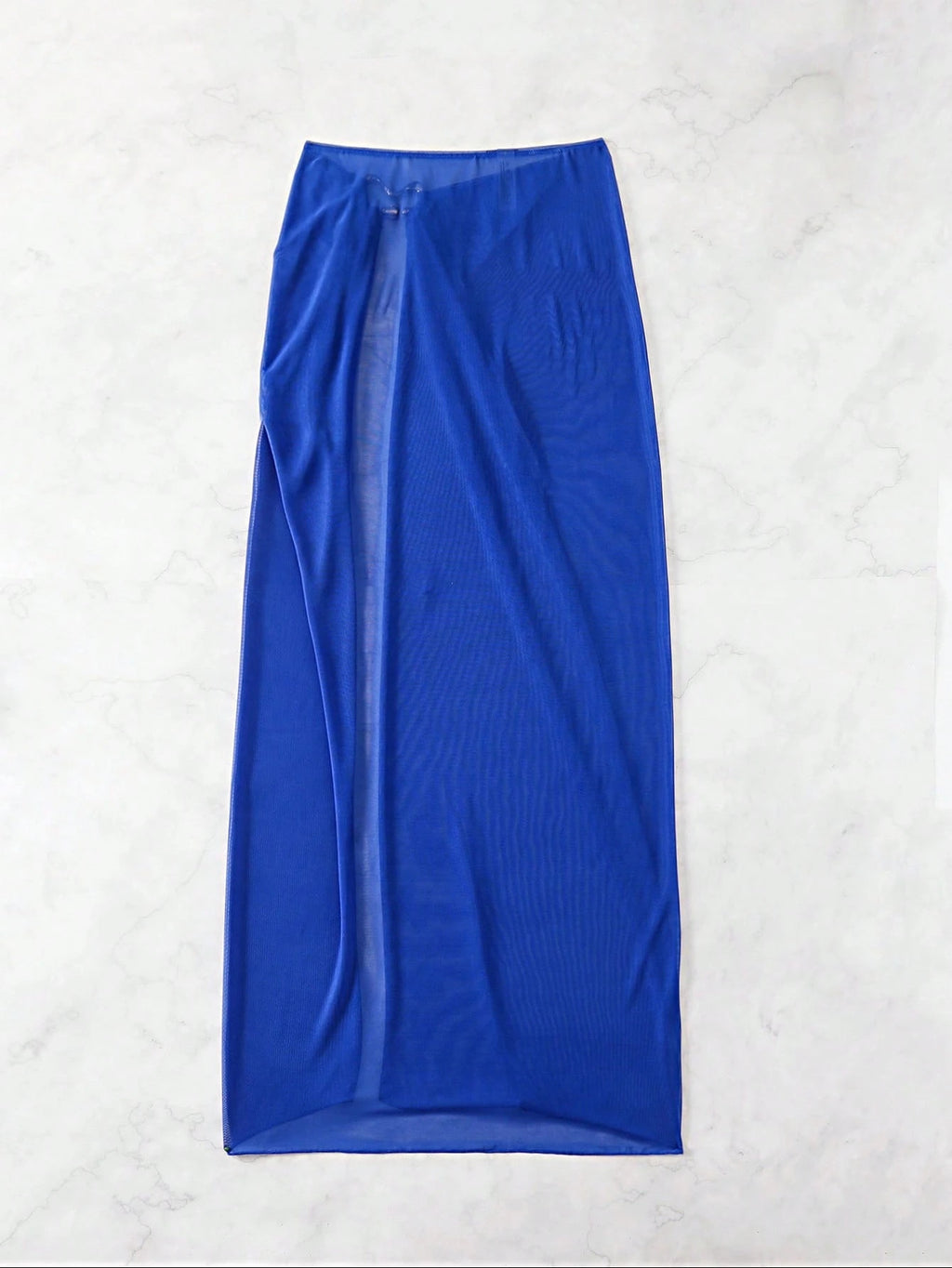 Swim Navy Blue See-Through High Slit Sexy Beach Sarong Skirt Summer - image 12
