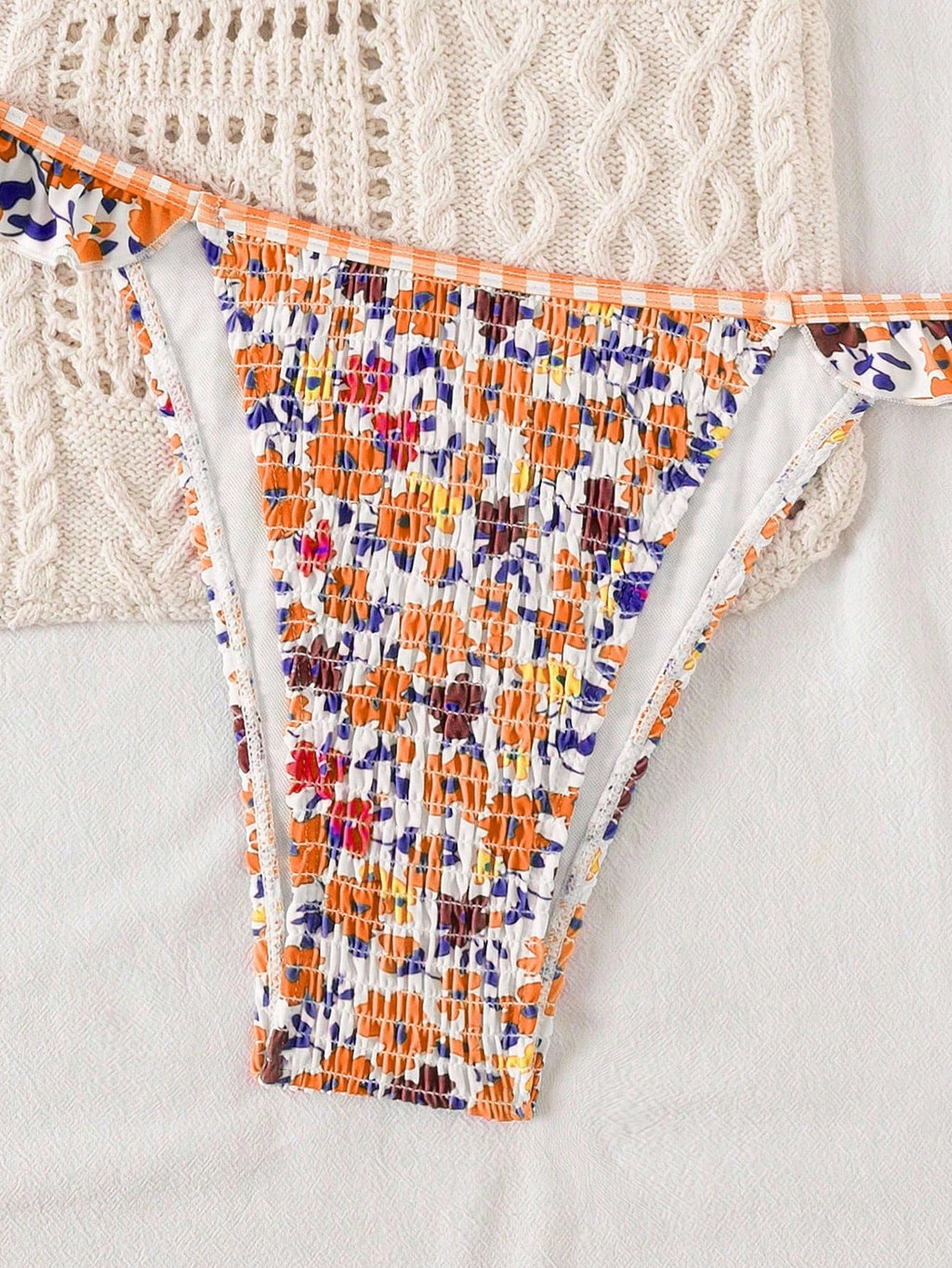 Swim Mod Women's Minimalist Triangle Bikini Set With Floral Beach Print For Summer Beach Vacation - image 4