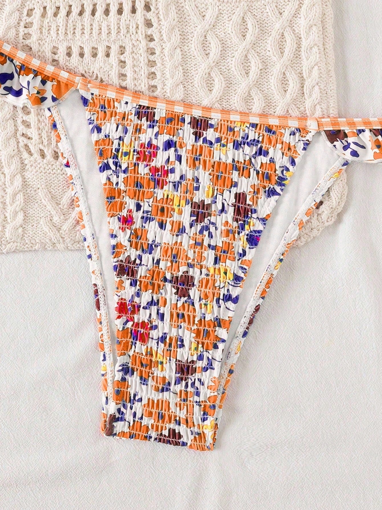 Swim Mod Women's Minimalist Triangle Bikini Set With Floral Beach Print For Summer Beach Vacation - image 4