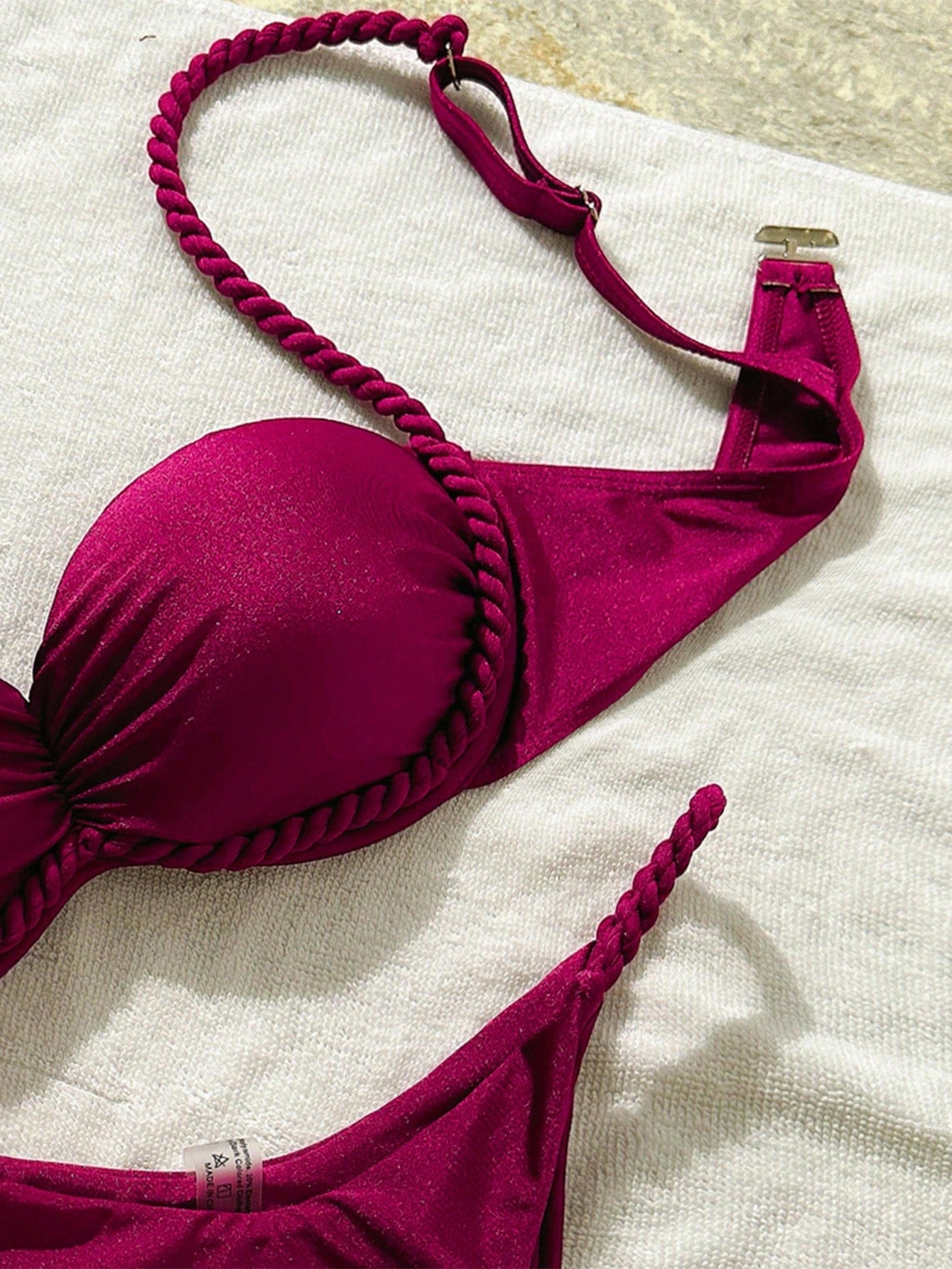 Swim Mod 2pcs/Set Women Burgundy Brazilian Bikini Set,Summer Casual