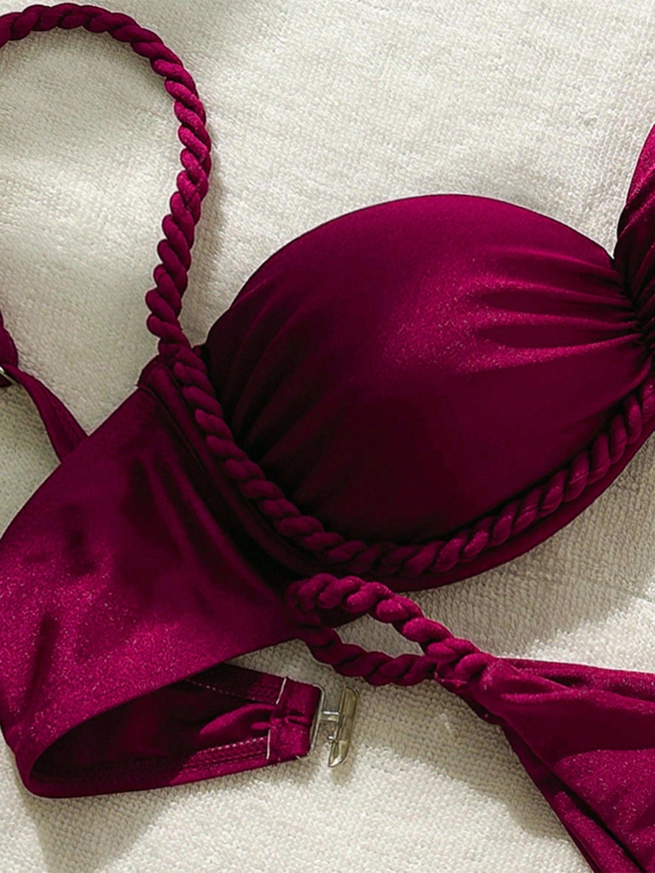 Swim Mod 2pcs/Set Women Burgundy Brazilian Bikini Set,Summer Casual