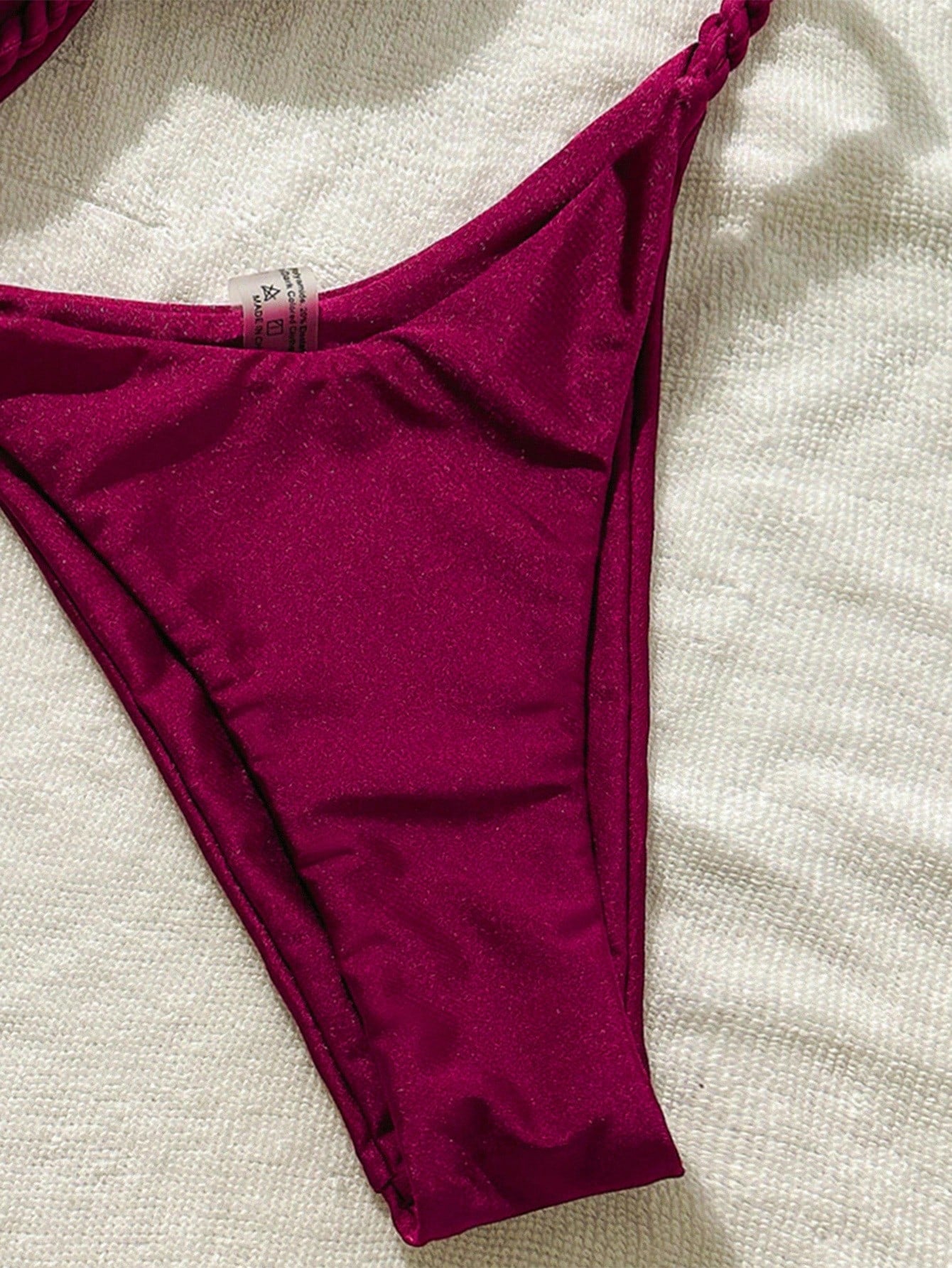 Swim Mod 2pcs/Set Women Burgundy Brazilian Bikini Set,Summer Casual