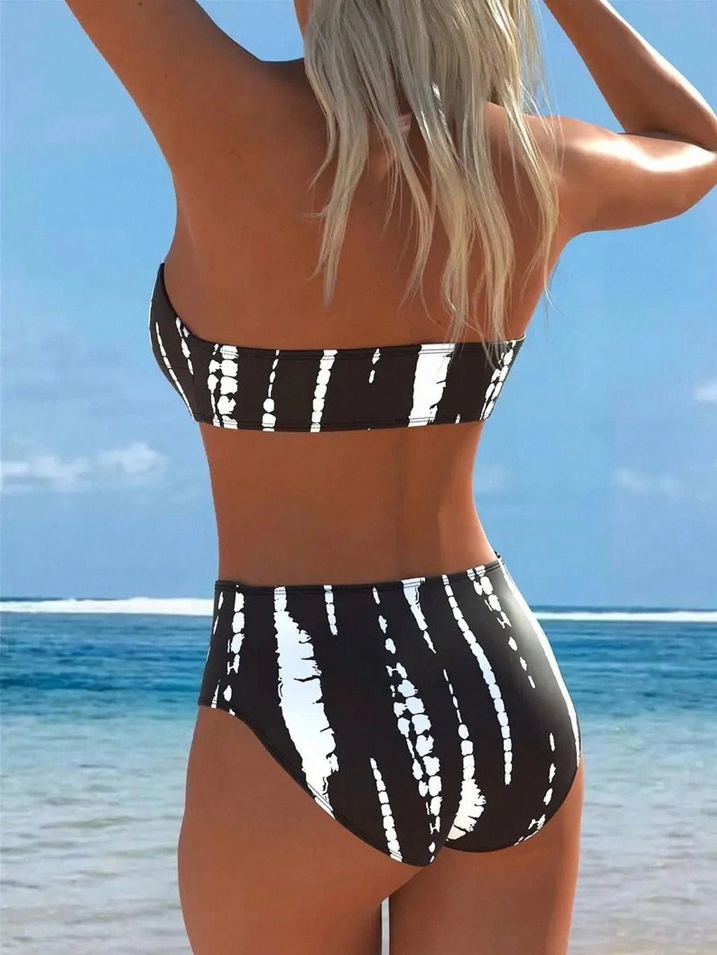 Swim Lushoire Women's Summer Vacation Beach Retro Print Detachable