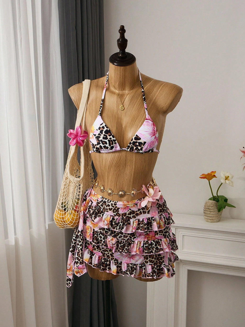 Bellisia Women's Brown Polka Dot,Summer,Cute,Beach Vacation,Holiday,Holiday Biki