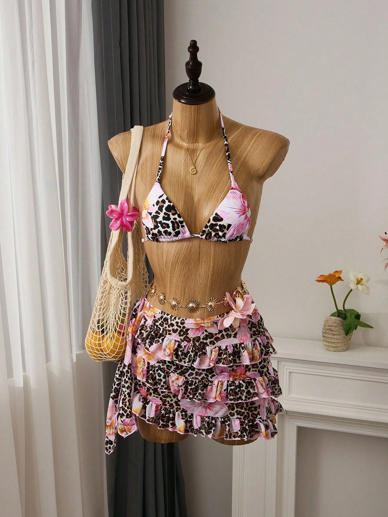 Bellisia Women's Brown Polka Dot,Summer,Cute,Beach Vacation,Holiday,Holiday Biki
