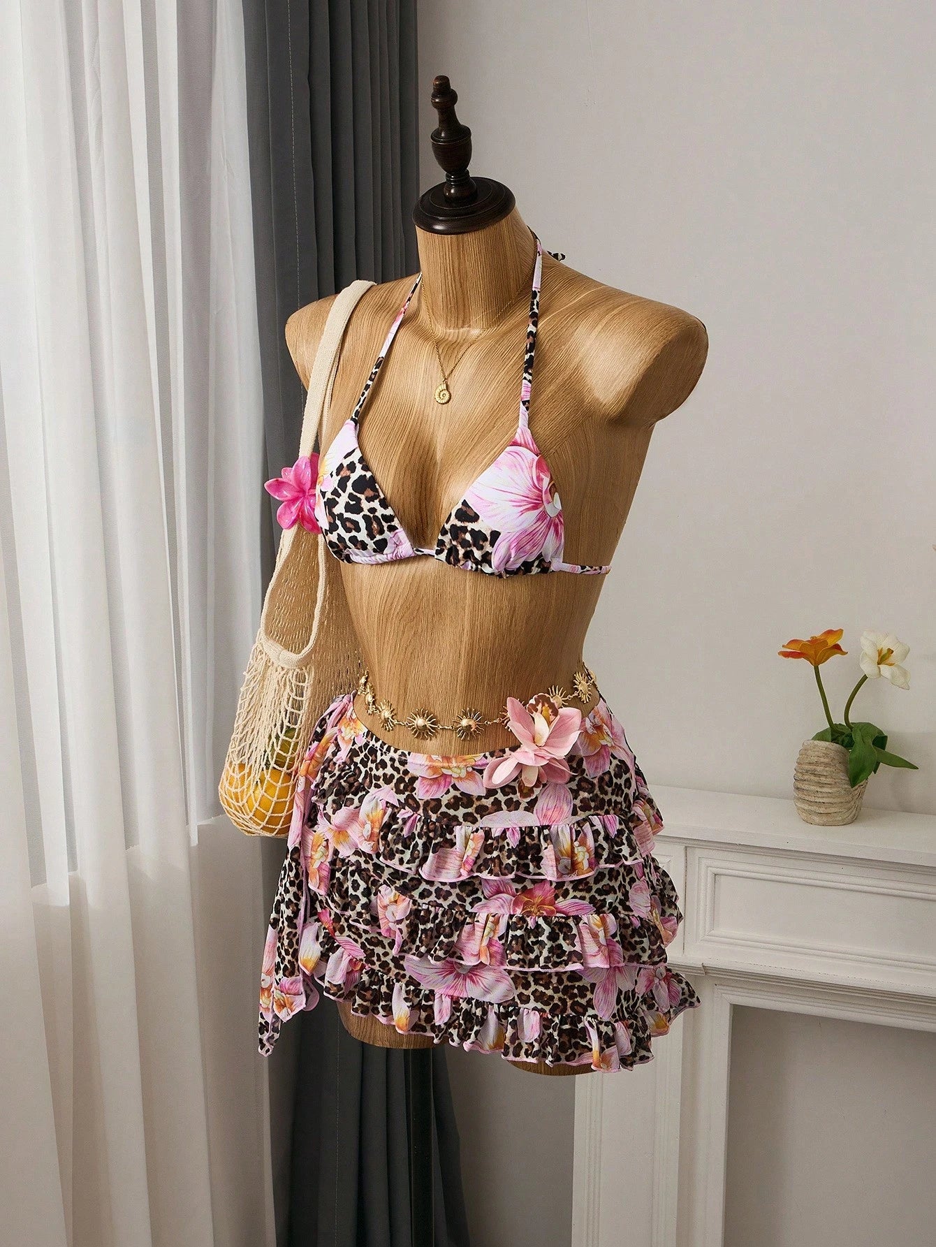 Bellisia Women's Brown Polka Dot,Summer,Cute,Beach Vacation,Holiday,Holiday Biki