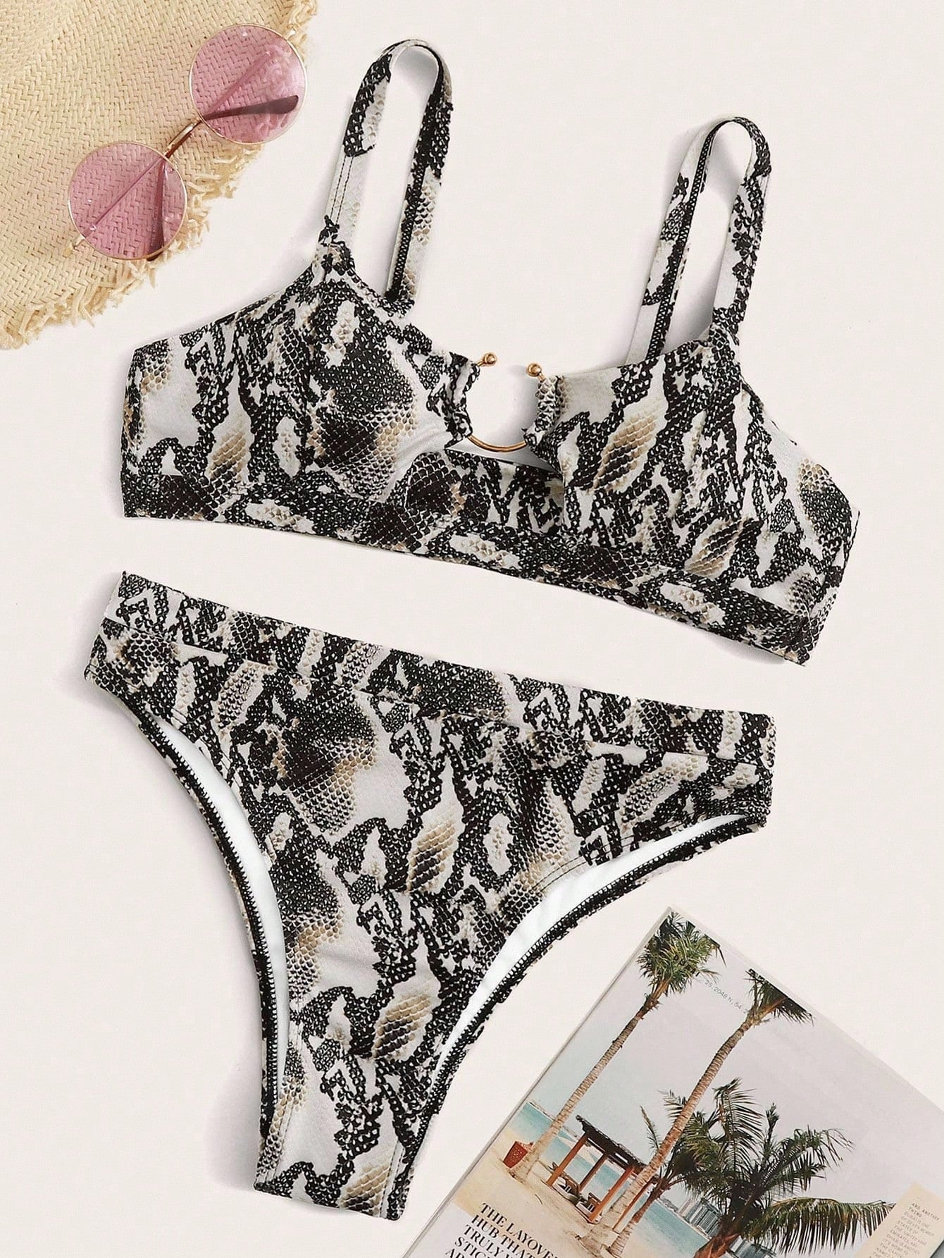 Swim SXY 2pcs/Set Low Cut High Waist Snakeskin Print Bikini Swimsuit - image 14