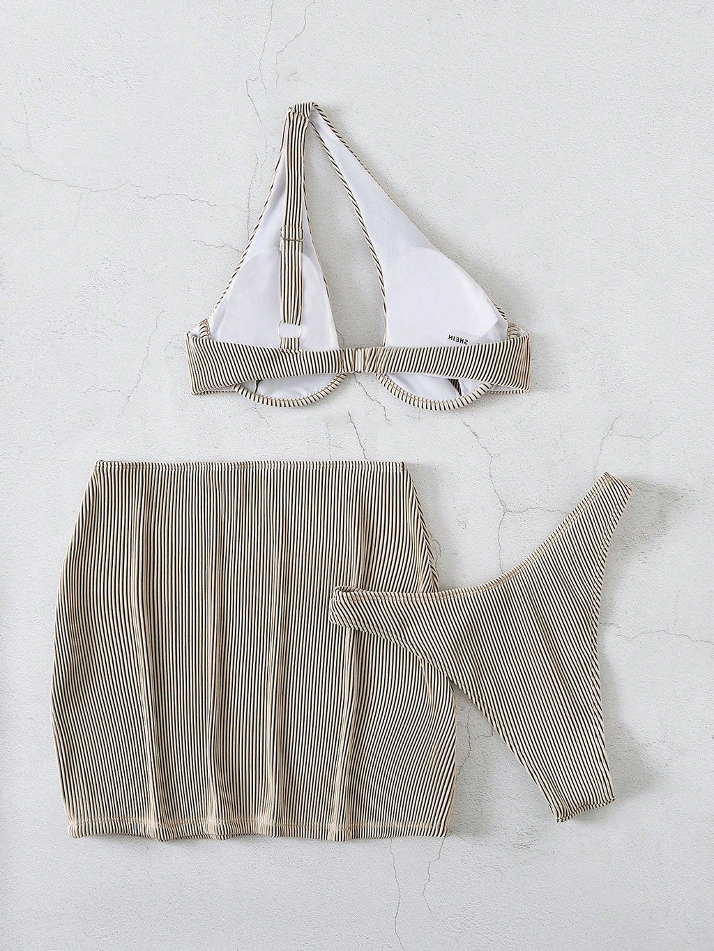 Swim SXY Summer Beach Rib Cut-Out Underwire Bikini With Beach Skirt