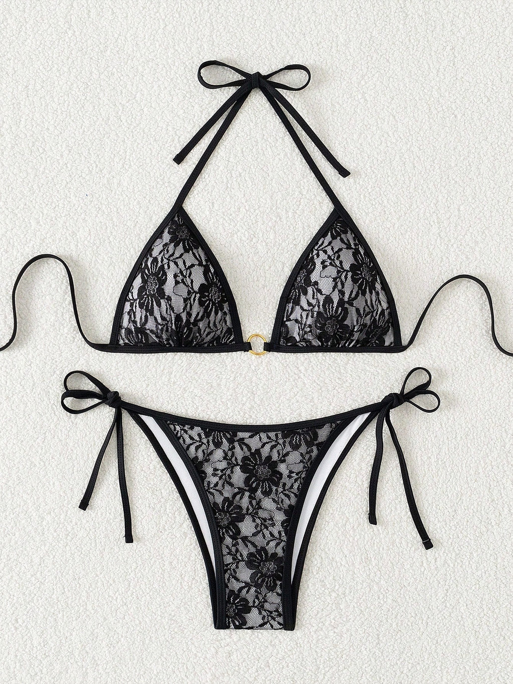 Swim Women's Lace-Up Halter Sexy Bikini 2 Pieces Swimwear Set, Summer