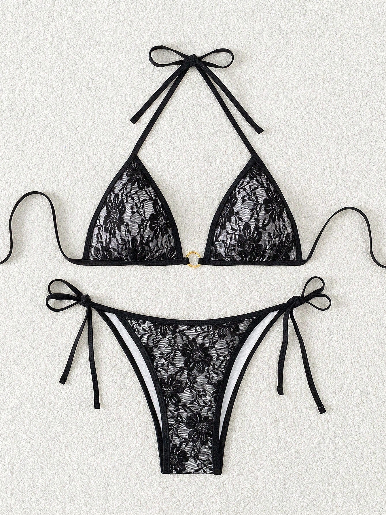 Swim Women's Lace-Up Halter Sexy Bikini 2 Pieces Swimwear Set, Summer