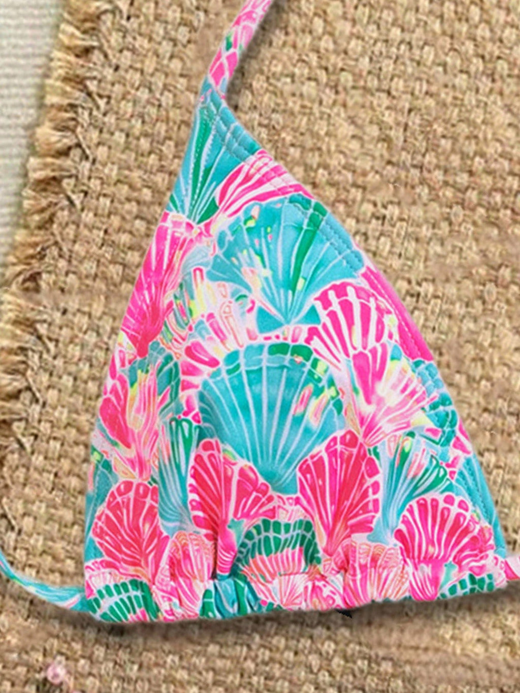 Swim Mod Women's Shell Print Halter Tie Front Sexy Bikini Swimsuit