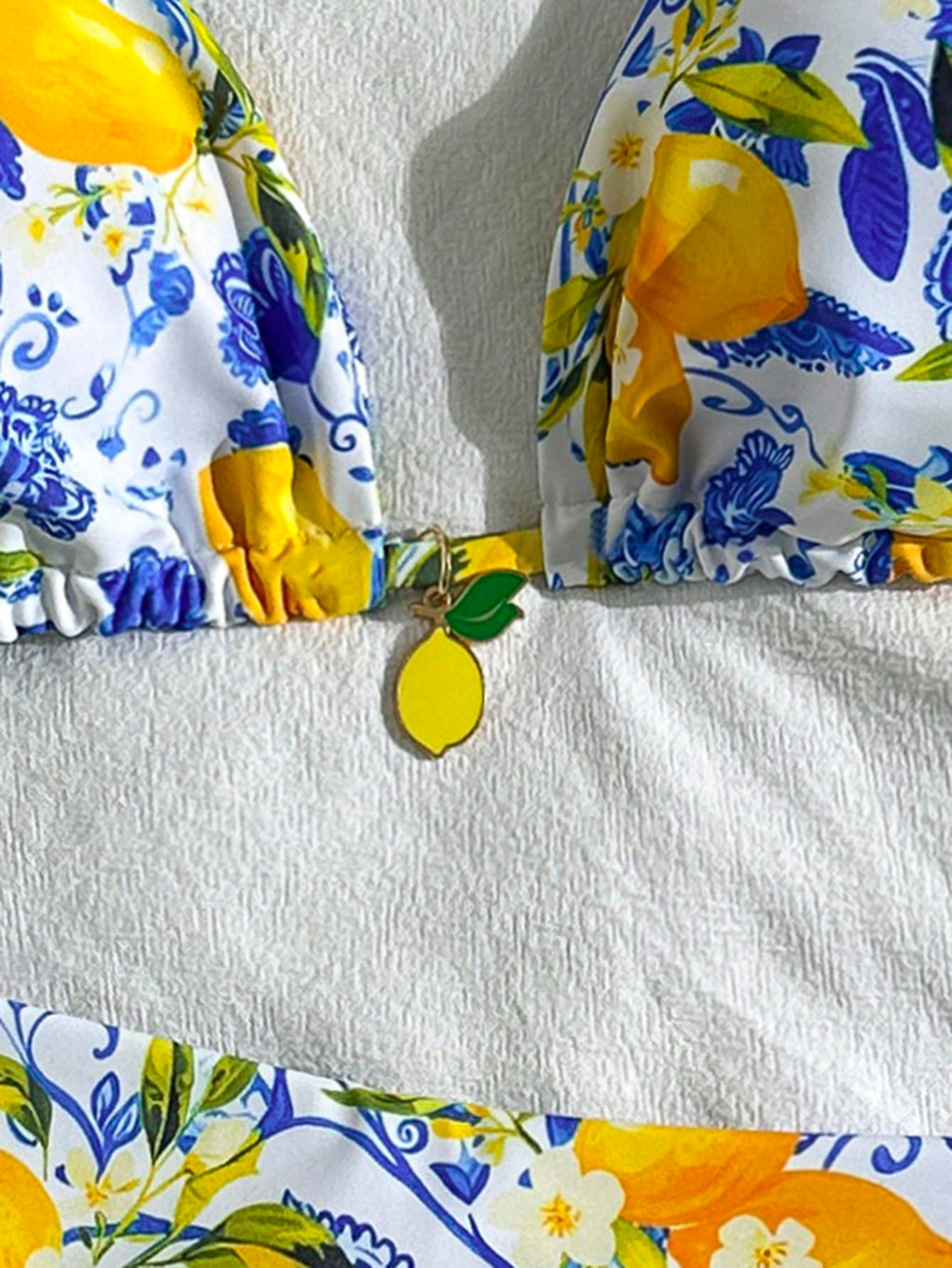 2pcs Lemon Print Bikini Set, Tie Design With Lemon Pendant Decor, Suitable For Beach Vacation, Pool Party And - image 6