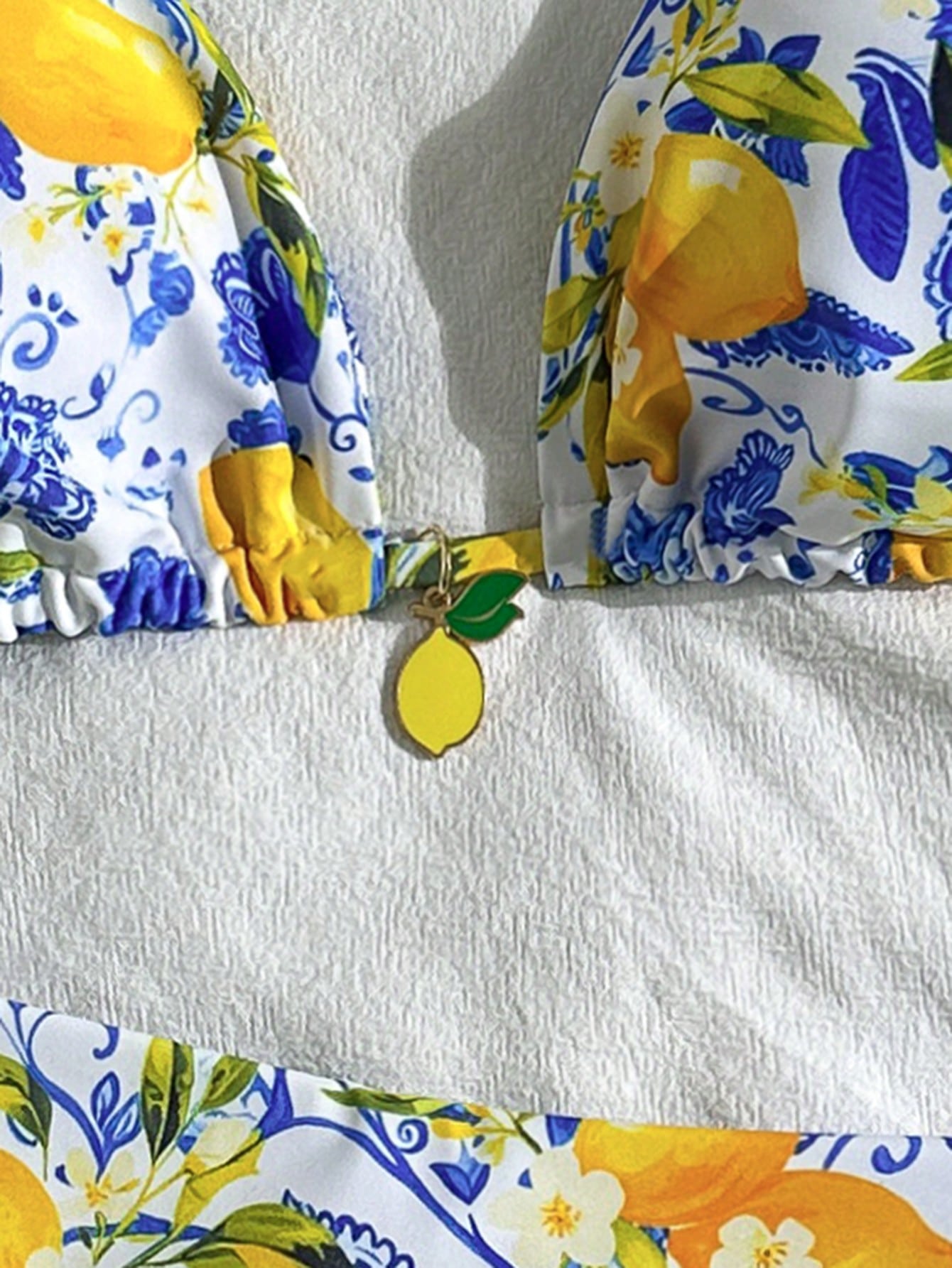 2pcs Lemon Print Bikini Set, Tie Design With Lemon Pendant Decor, Suitable For Beach Vacation, Pool Party And - image 6