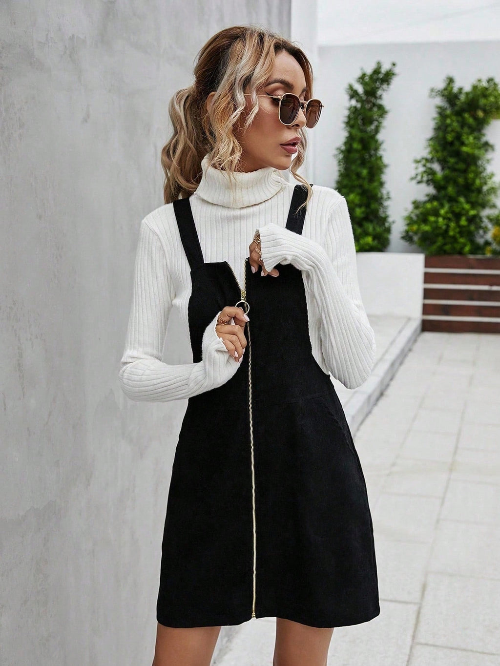 Unity Women Plain Front Zip Sleeveless Casual Mini Dress - image 13