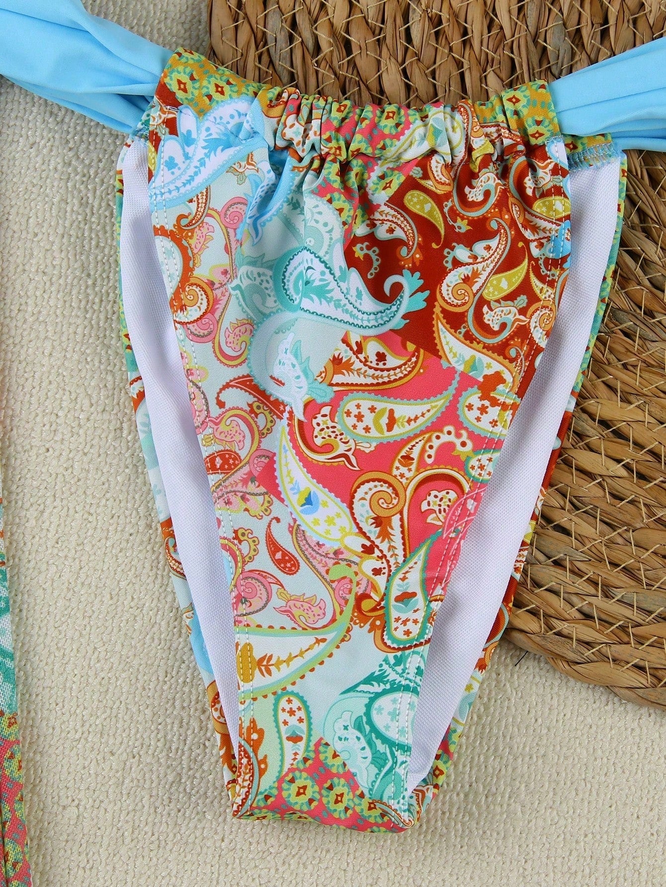 Women's Elegant Fashion Green Plaid Floral Print Sexy Thick Strap Casual Bikini