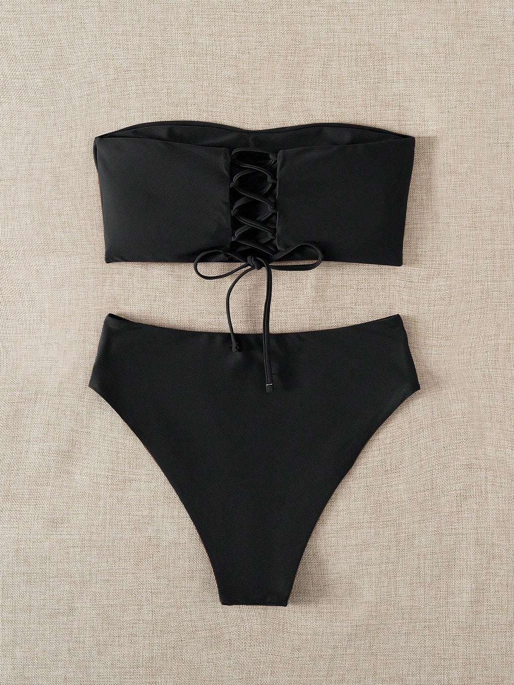 Summer Beach Vacation Solid Reversible Strapless Neon Bikini Set