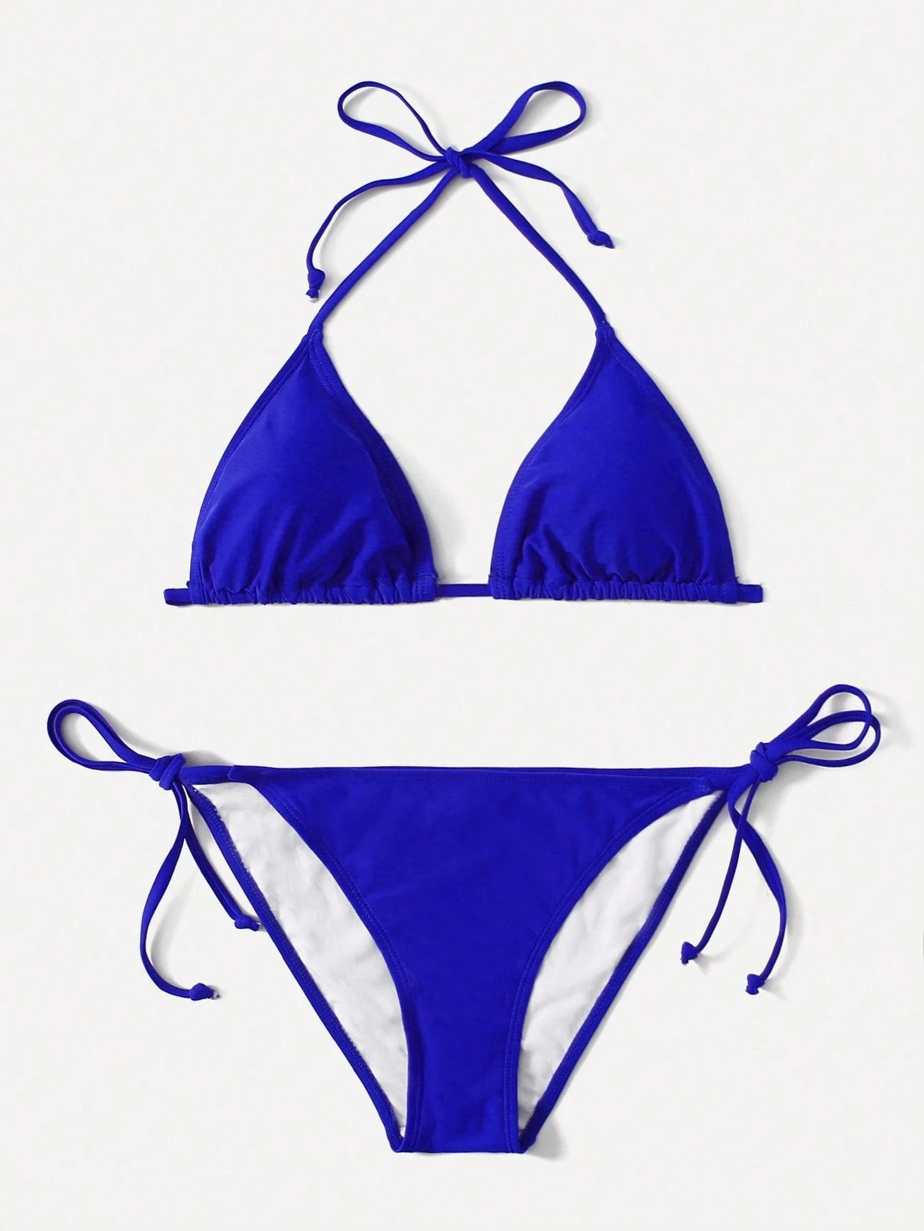 Swim Basics Summer Beach Mono Bikini Set Halter Triangle Bra & Tie