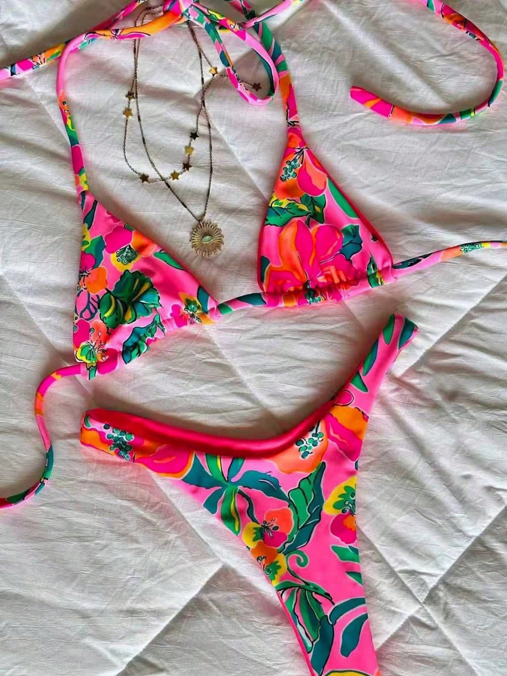 Women's Elegant Fashion Spring/Summer Beach Vacation Pink & Green