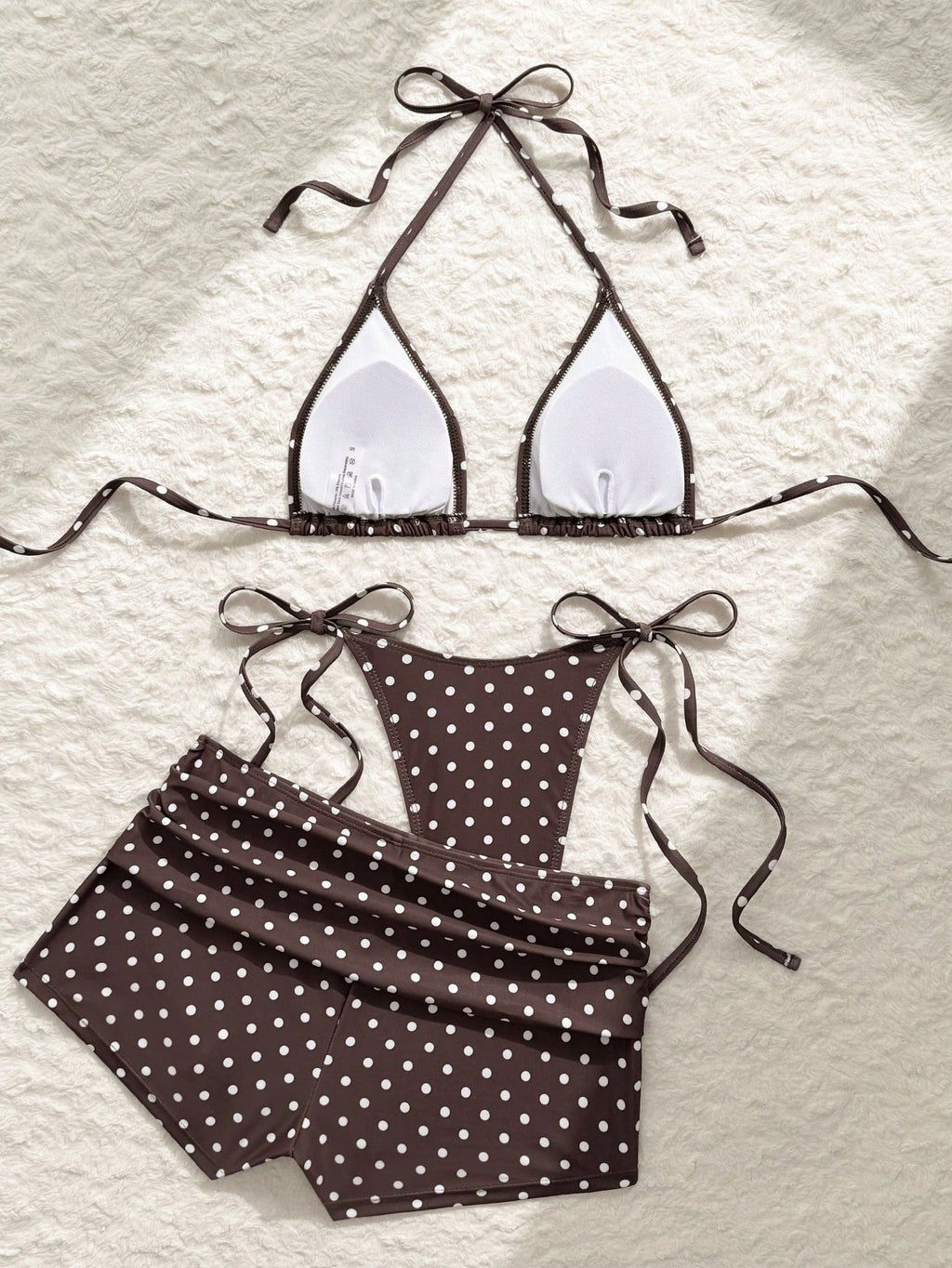 Costavie Summer New Beach Vacation Party Afternoon Tea Polka Dot Print Micro Triangle Side Tie Ruched 3 - image 9