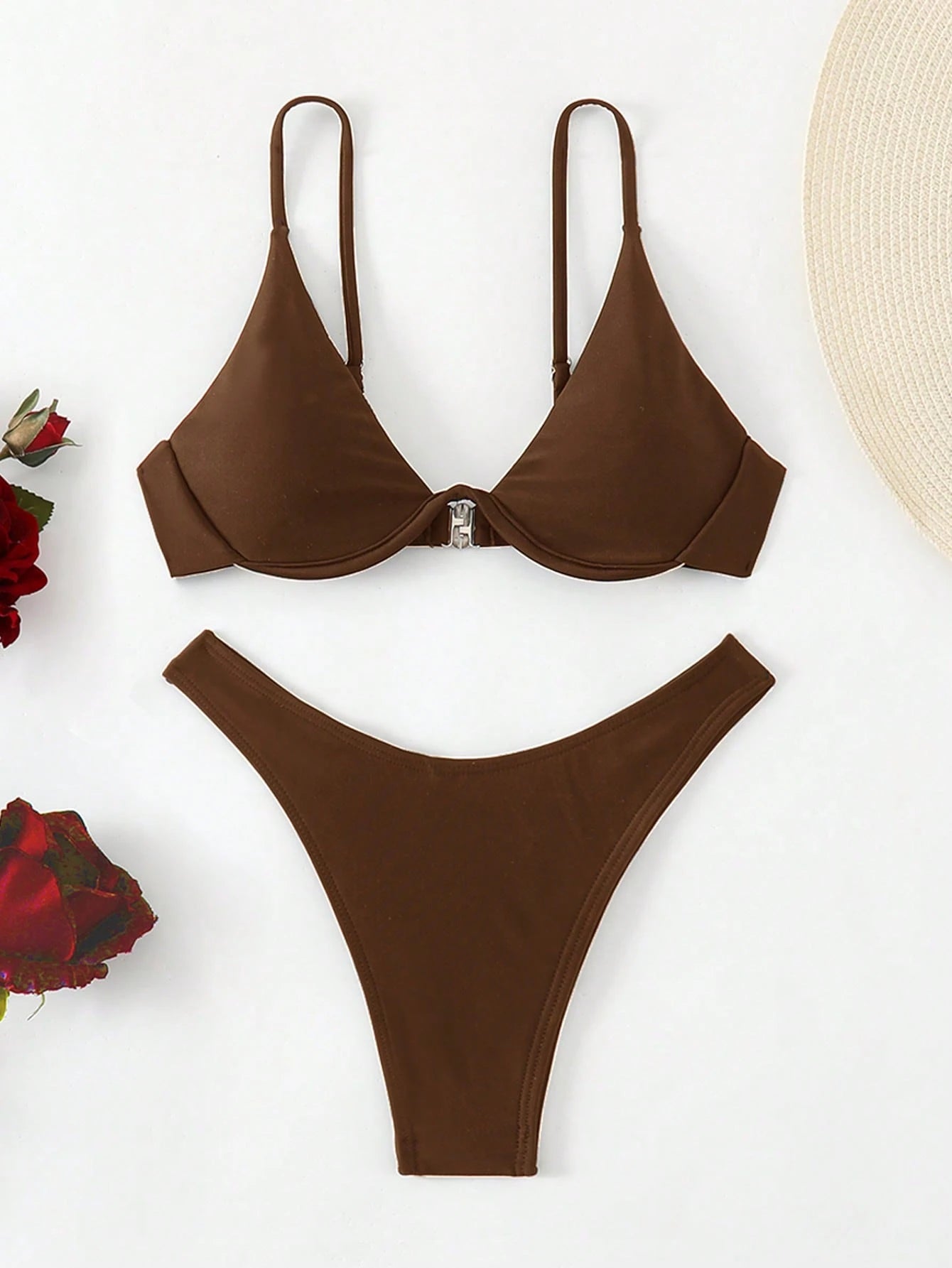 Swim Basics Summer Beach Mono Bikini Set Underwired Bra & High Cut
