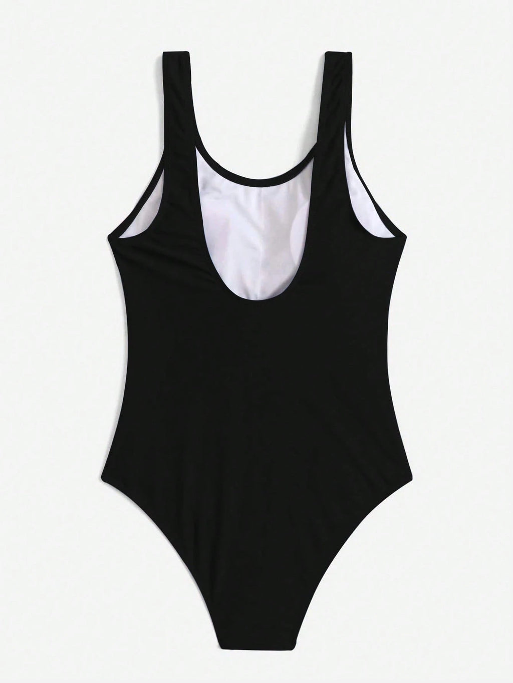 Swim Basics Women Solid Color Sleeveless Slim Fit One Piece Swimsuit, Summer Beach Vacation - image 2