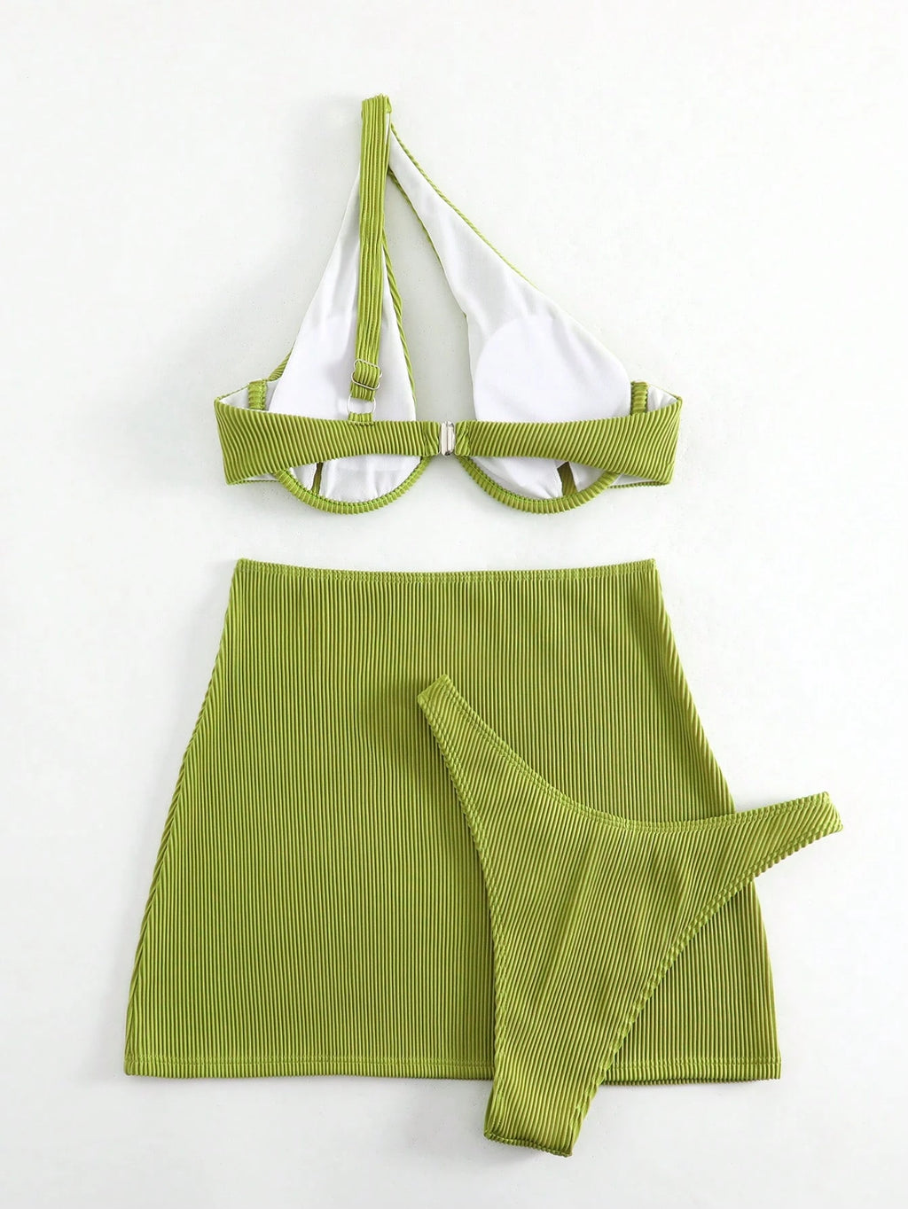 Swim SXY Summer Beach Rib Cut-Out Underwire Bikini With Beach Skirt