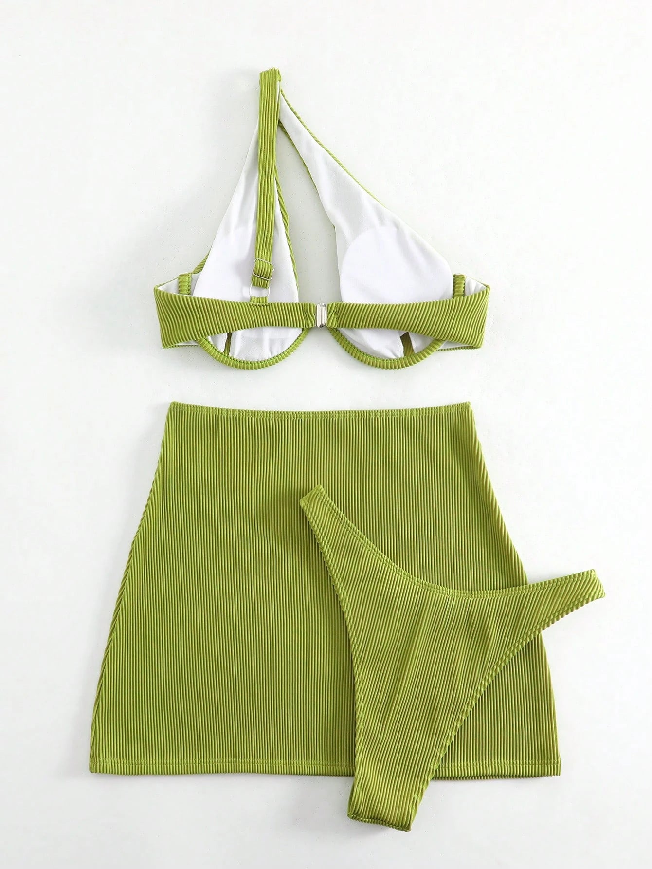 Swim SXY Summer Beach Rib Cut-Out Underwire Bikini With Beach Skirt