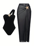Stylish High-End Beach Holiday Summer Sexy Black One-Piece Star