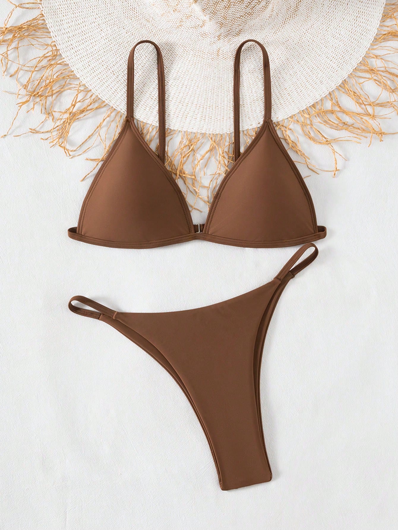 Swim Basics Summer Beach Minimalist Bikini Set Triangle Bra & Thong