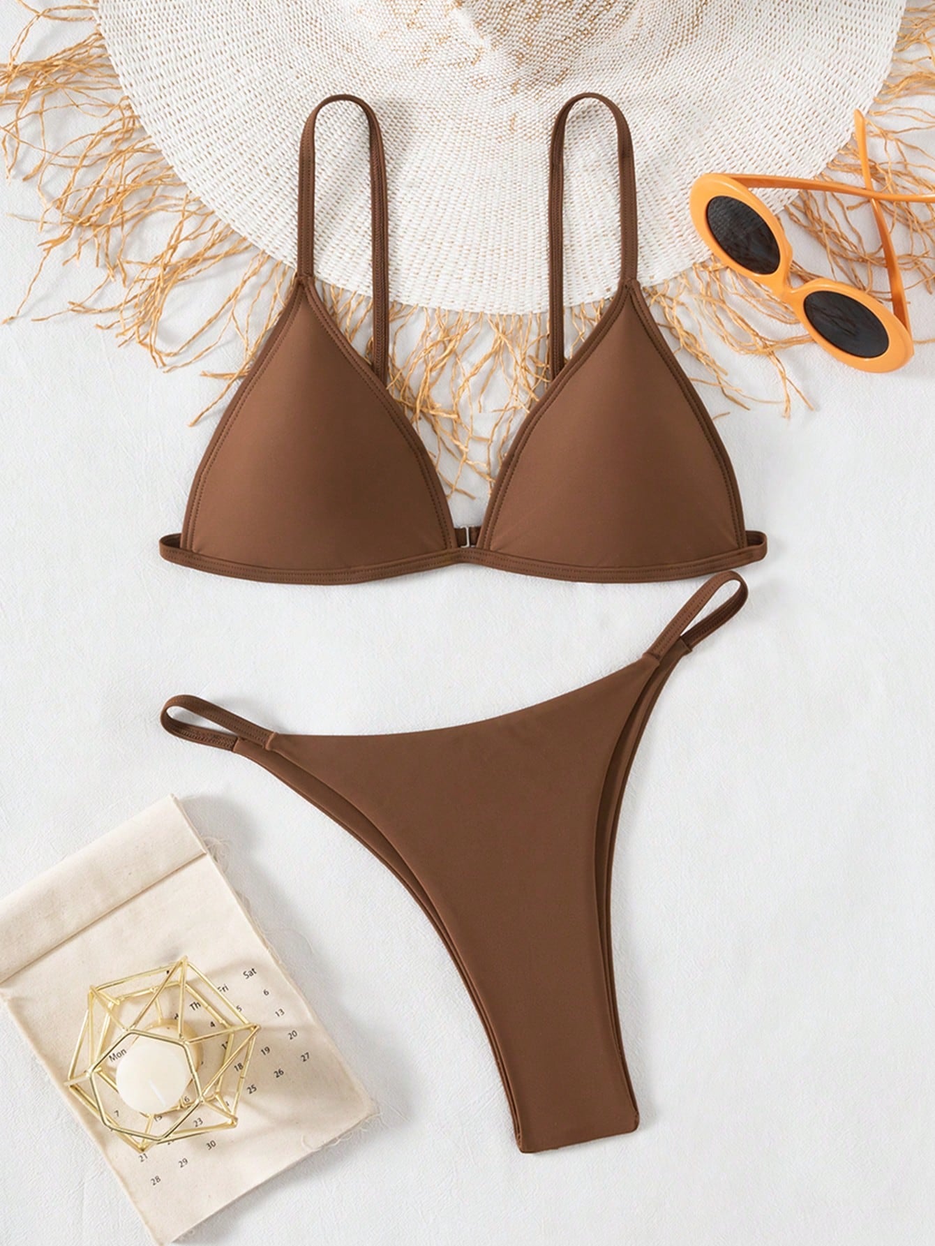 Swim Basics Summer Beach Minimalist Bikini Set Triangle Bra & Thong