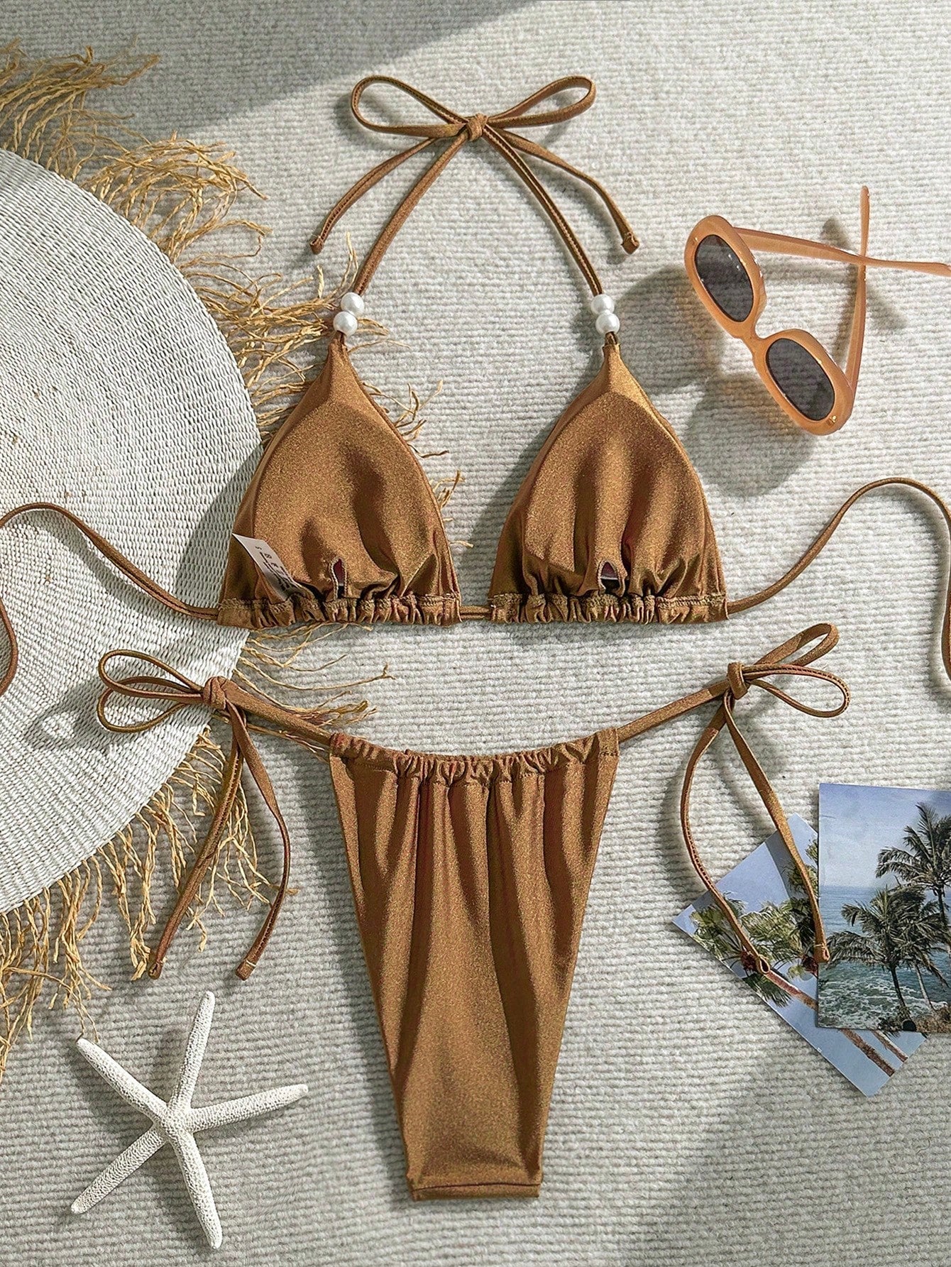 Swim Vcay Women's Yellow Swimwear,Elegant Vintage Ocean Decor Bikini Solid Casua