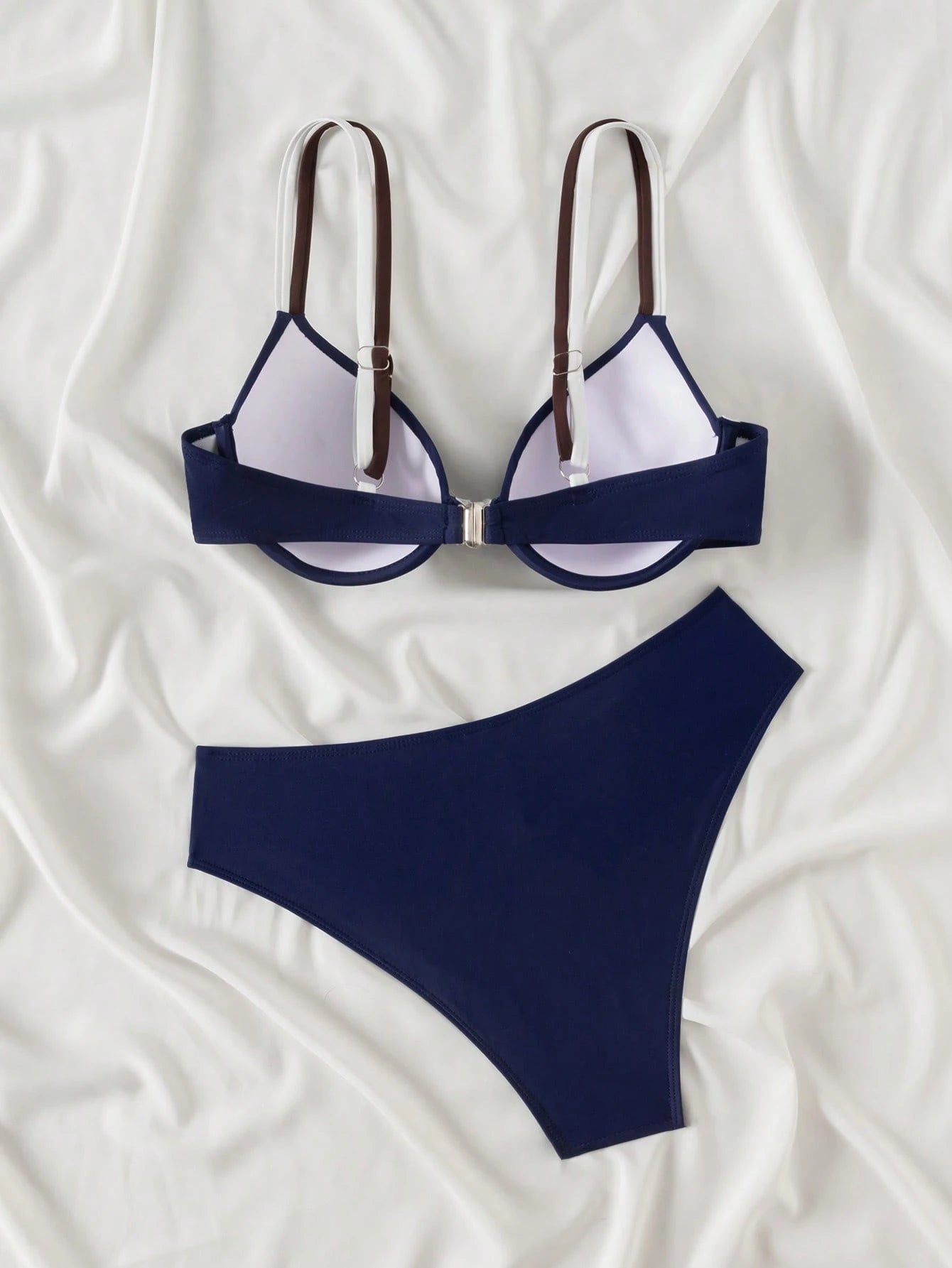 Swim Vcay 2pcs/Set Women's Summer Beach Vacation Fashion Solid Color Push-Up Padded Bikini Swimsuit Set - image 7