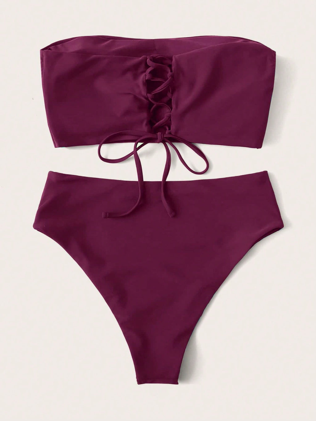 Summer Beach Vacation Solid Reversible Strapless Neon Bikini Set