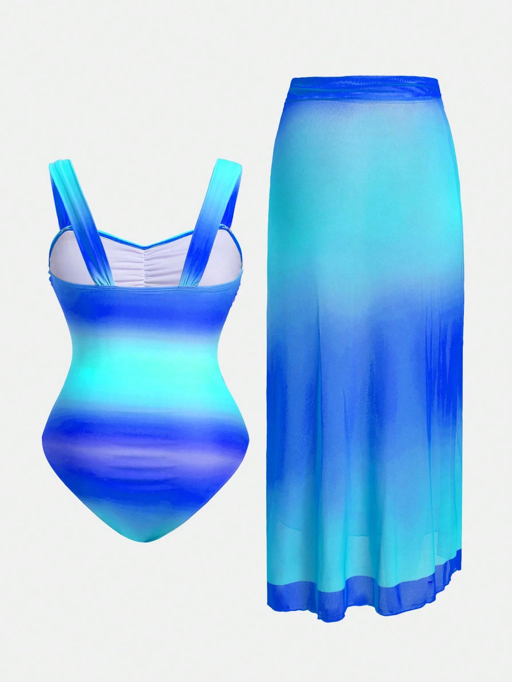 Swim Oasis Plus Size Women 2pcs Gradient Ruched One-Piece Swimsuit - image 2