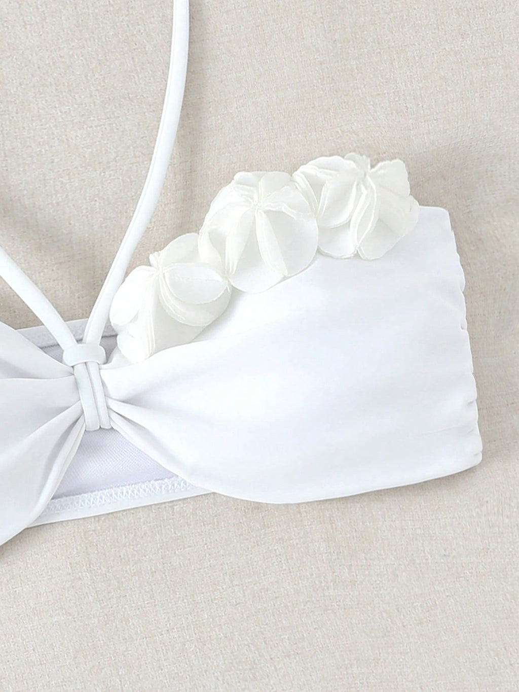 Swim Chiccia 1 Set White Halter Tie Bikini Top And Triangle Bottoms
