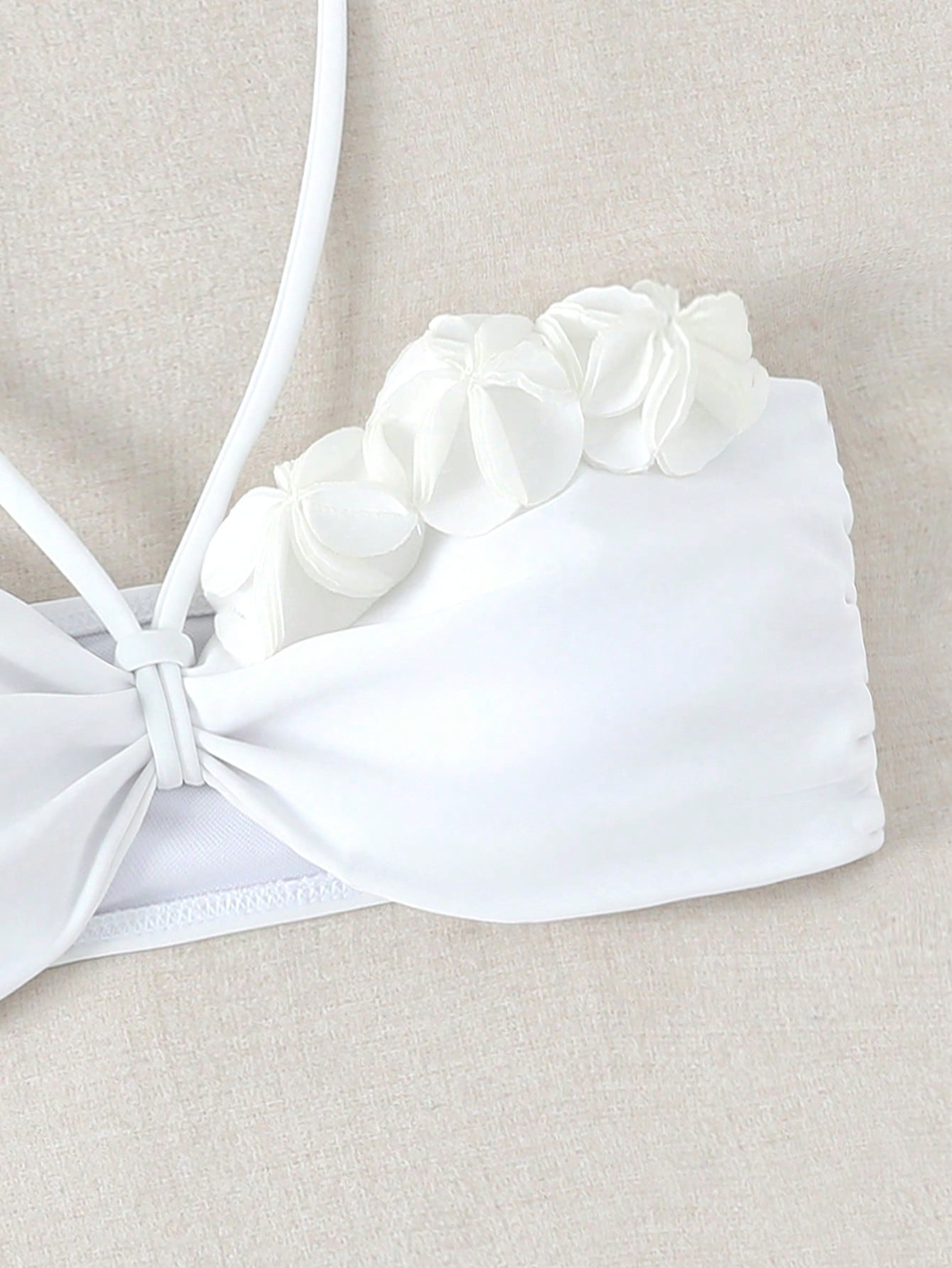 Swim Chiccia 1 Set White Halter Tie Bikini Top And Triangle Bottoms