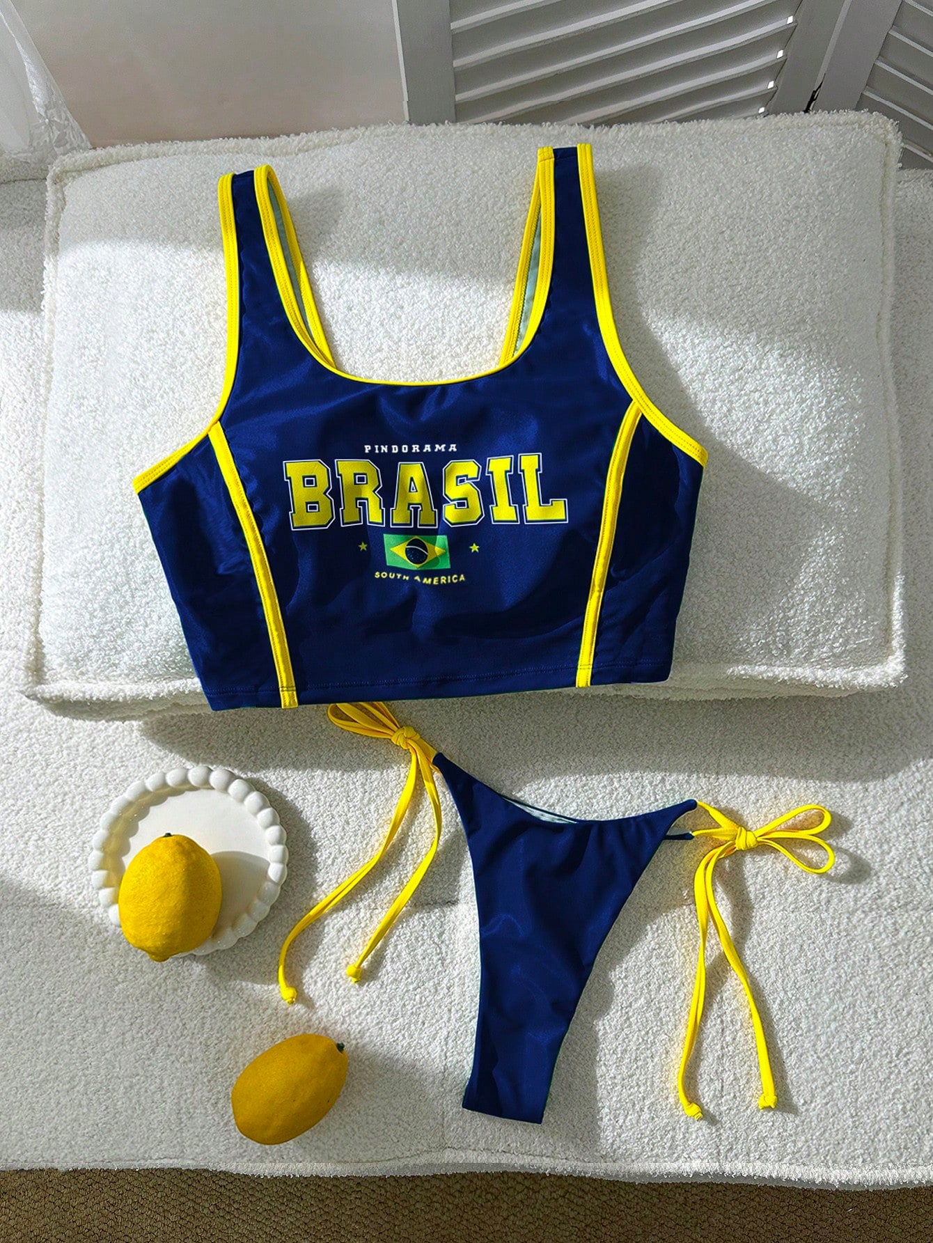 Swim Vcay Women's Casual Vacation Brazil Letter Print Bikini Set, Spring/Summer