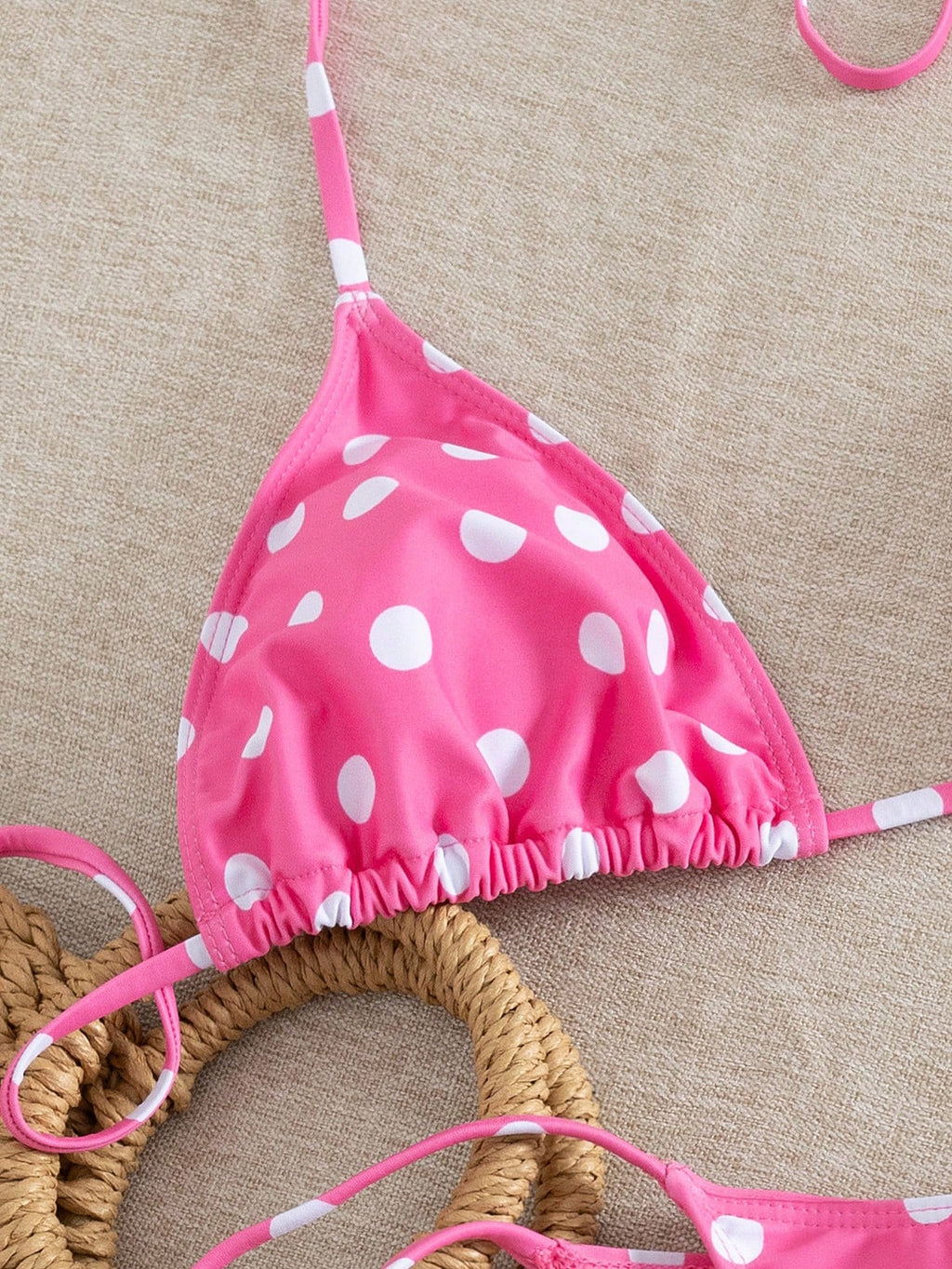Women's Summer Swimwear, Polka Dot Print Sexy Bikini Set With Halter