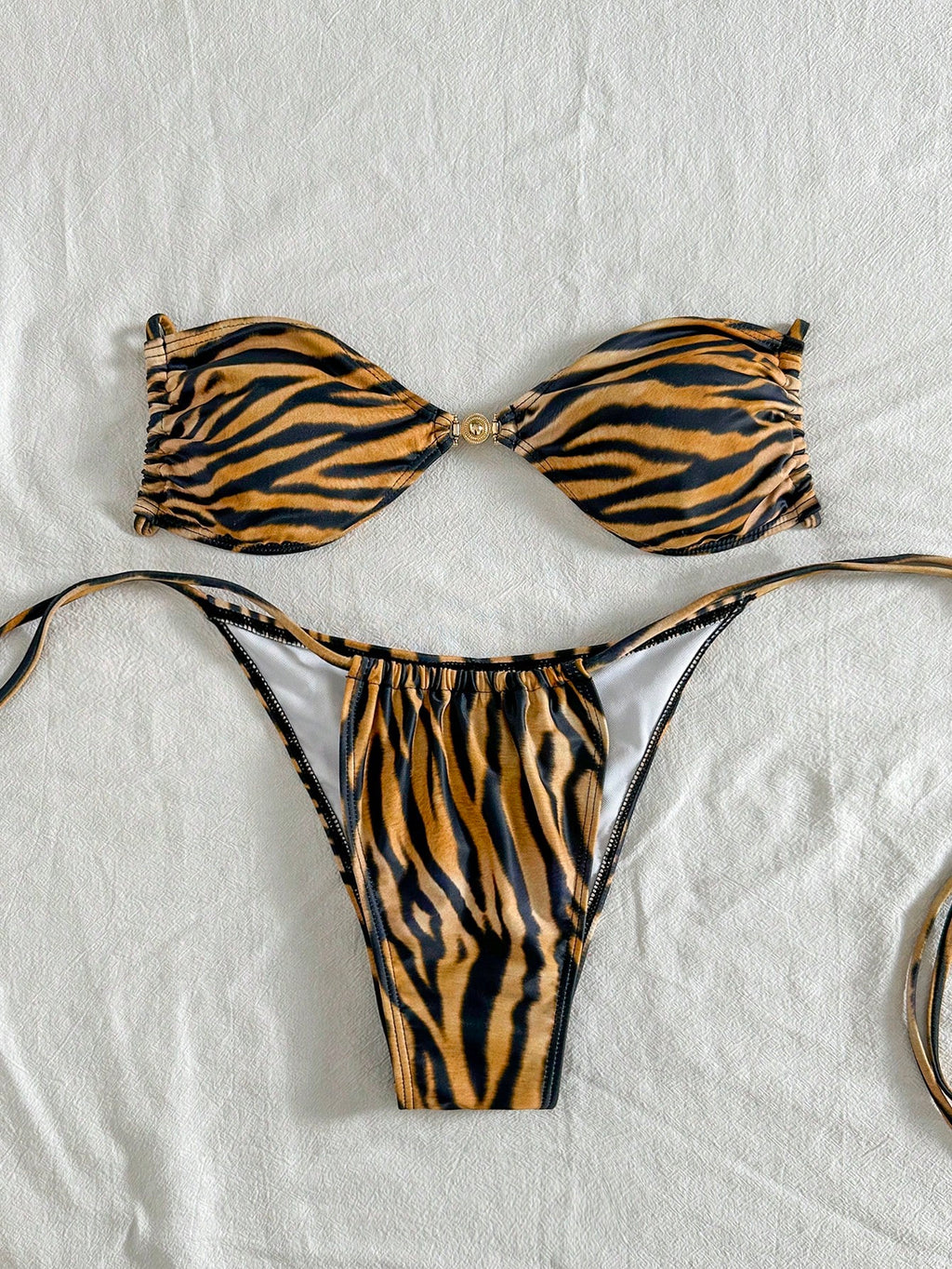 Women's Sexy Leopard Print Tie-Up Backless Bikini Set, Suitable For Spring/Summer Beach, Easter, St. - image 5