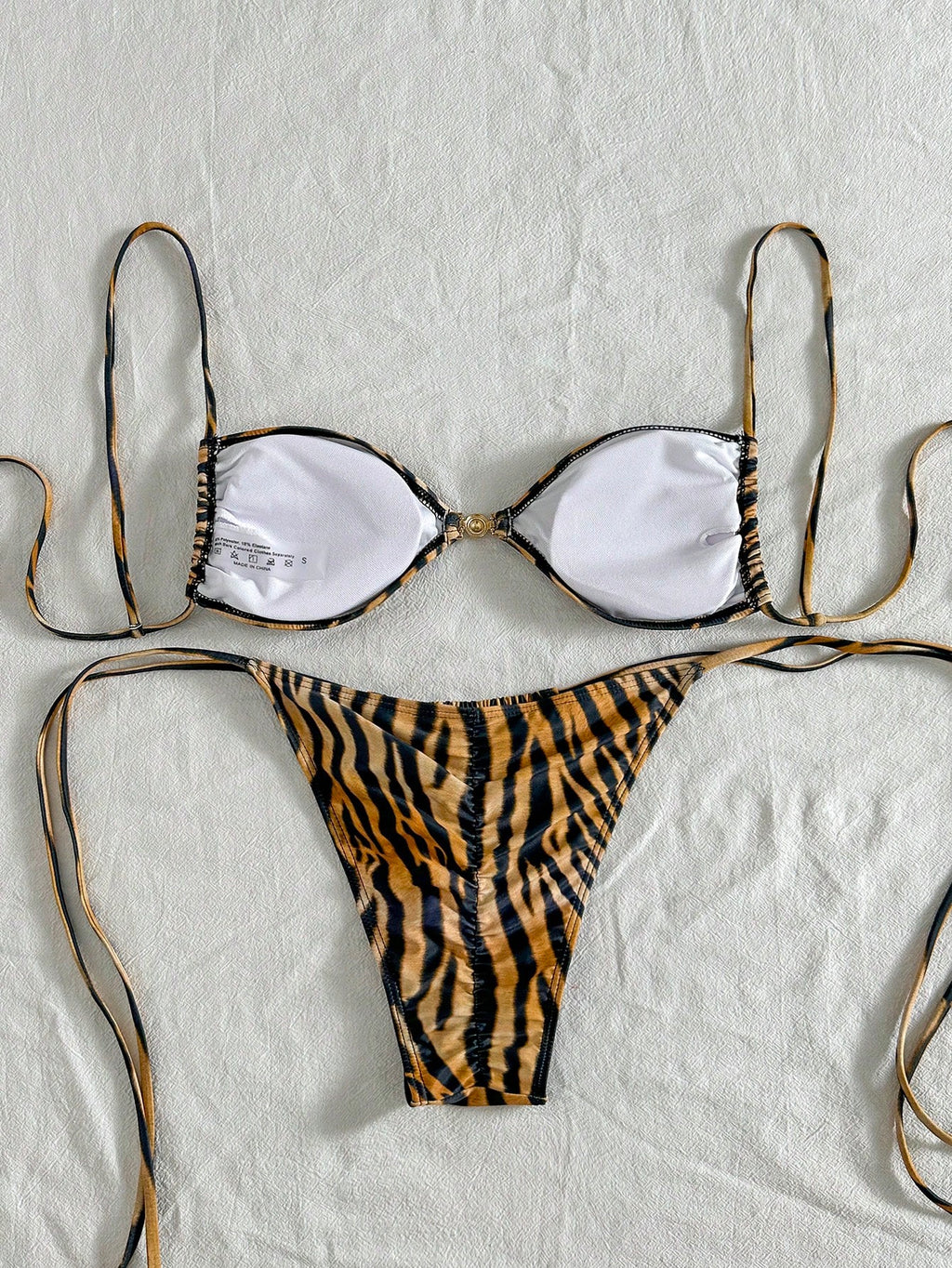 Women's Sexy Leopard Print Tie-Up Backless Bikini Set, Suitable For Spring/Summer Beach, Easter, St. - image 4