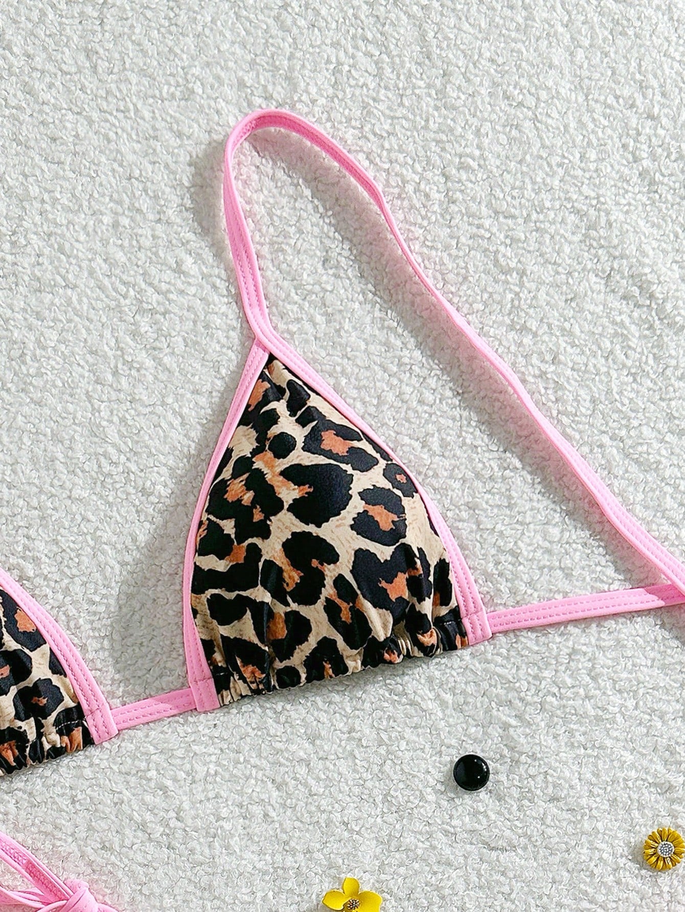 Women's Summer Beach White Trim Halter Tie Sexy Bikini Swimwear Set Vacation - image 4